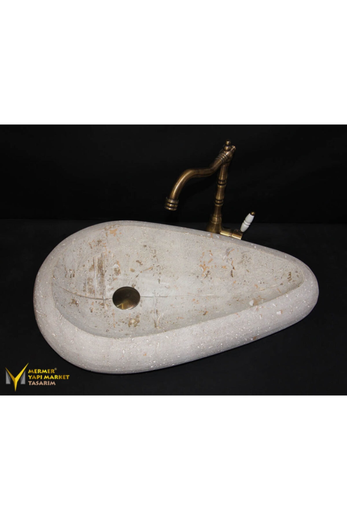MYM Mermer Yapı Market Tasarım Ham Traverten Çakıl Lavabo
