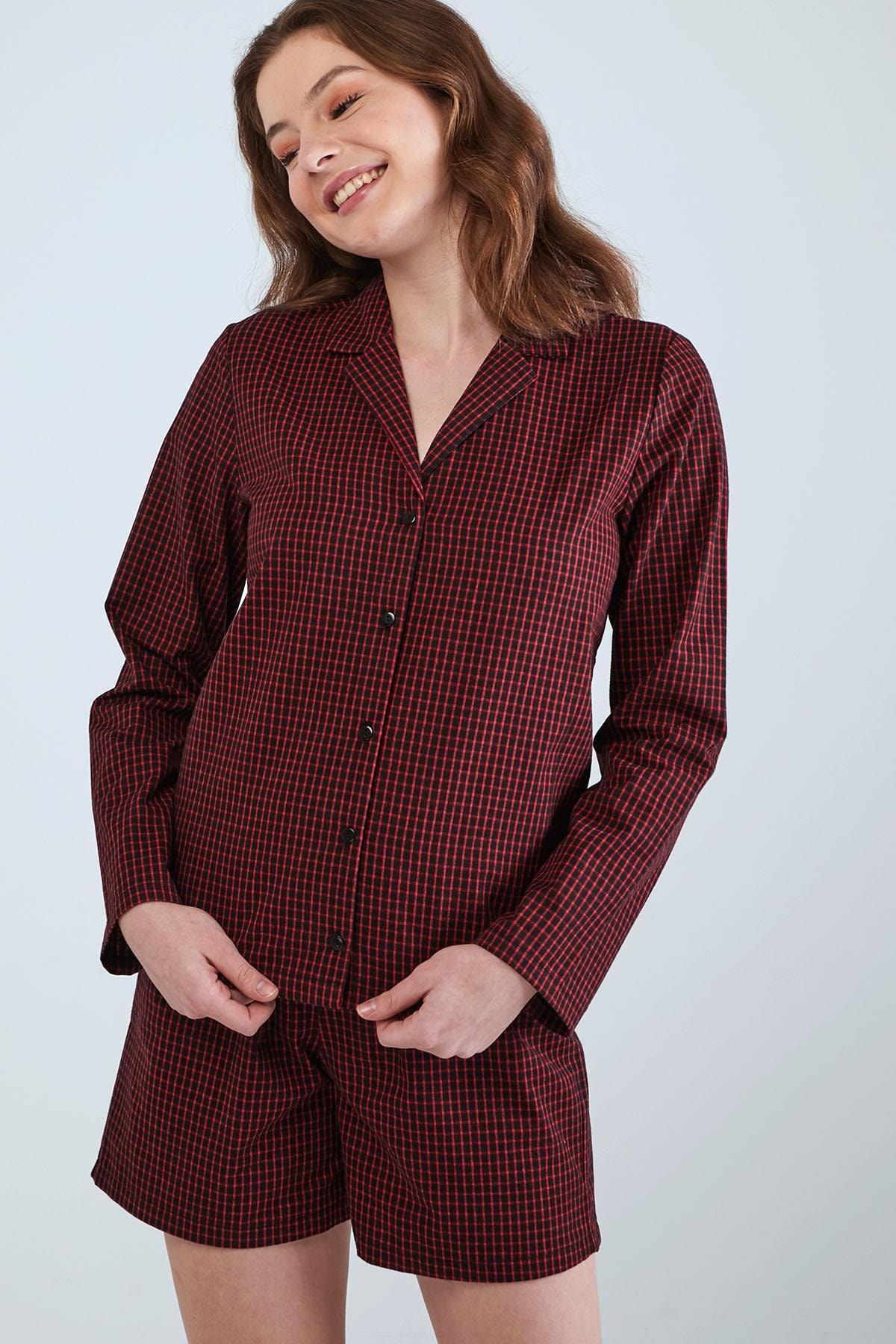 Herita Çok Renkli Gömlek Yaka Şortlu Pijama Takımı