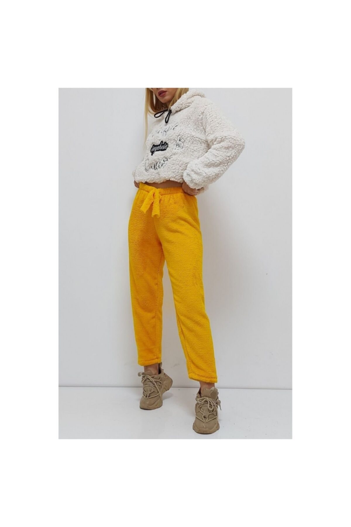 modagaleria Peluş Pijama Altı Sarı