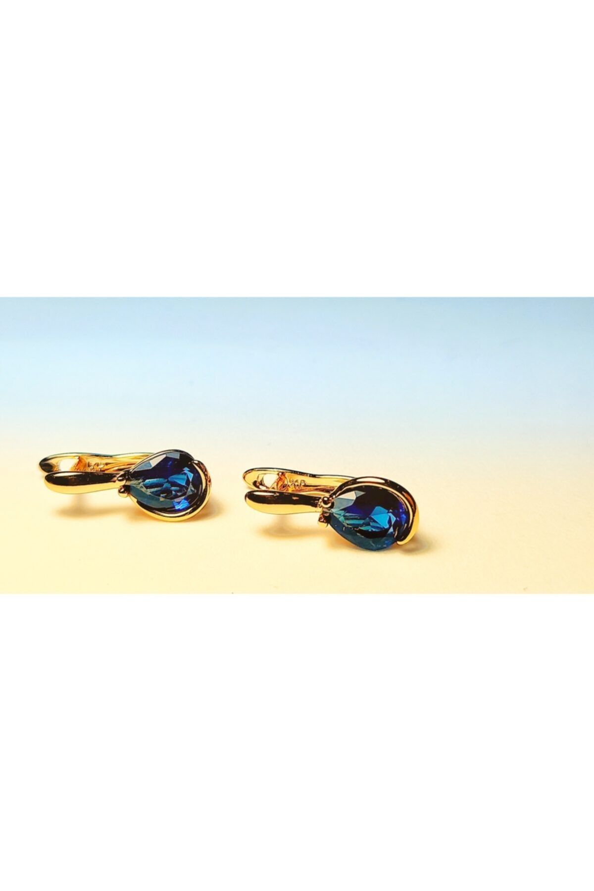 XUPING JEWELRY Celik Mavi Zirkon Tasli Kupe
