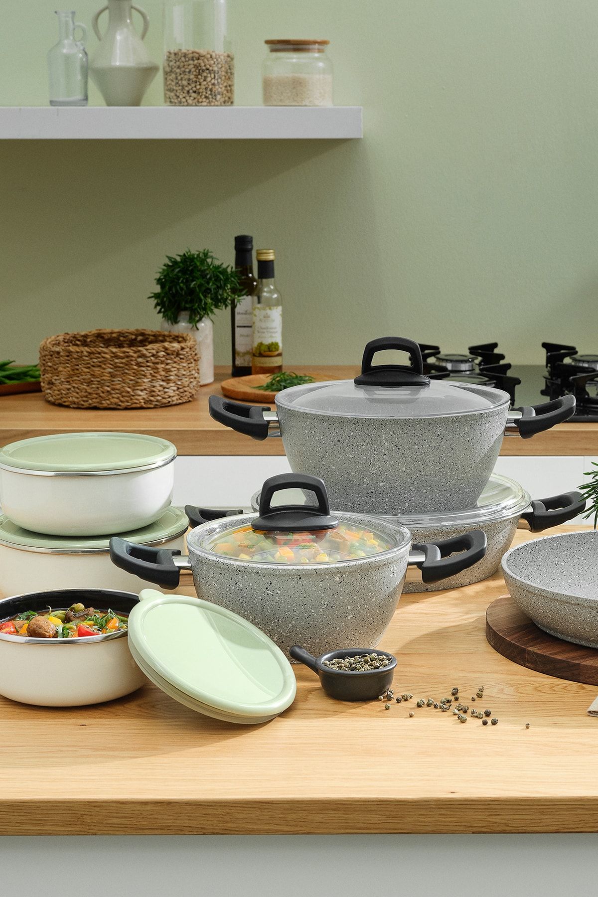 Emsan One And All Lav Grey 13 Parça Granit Tencere Seti