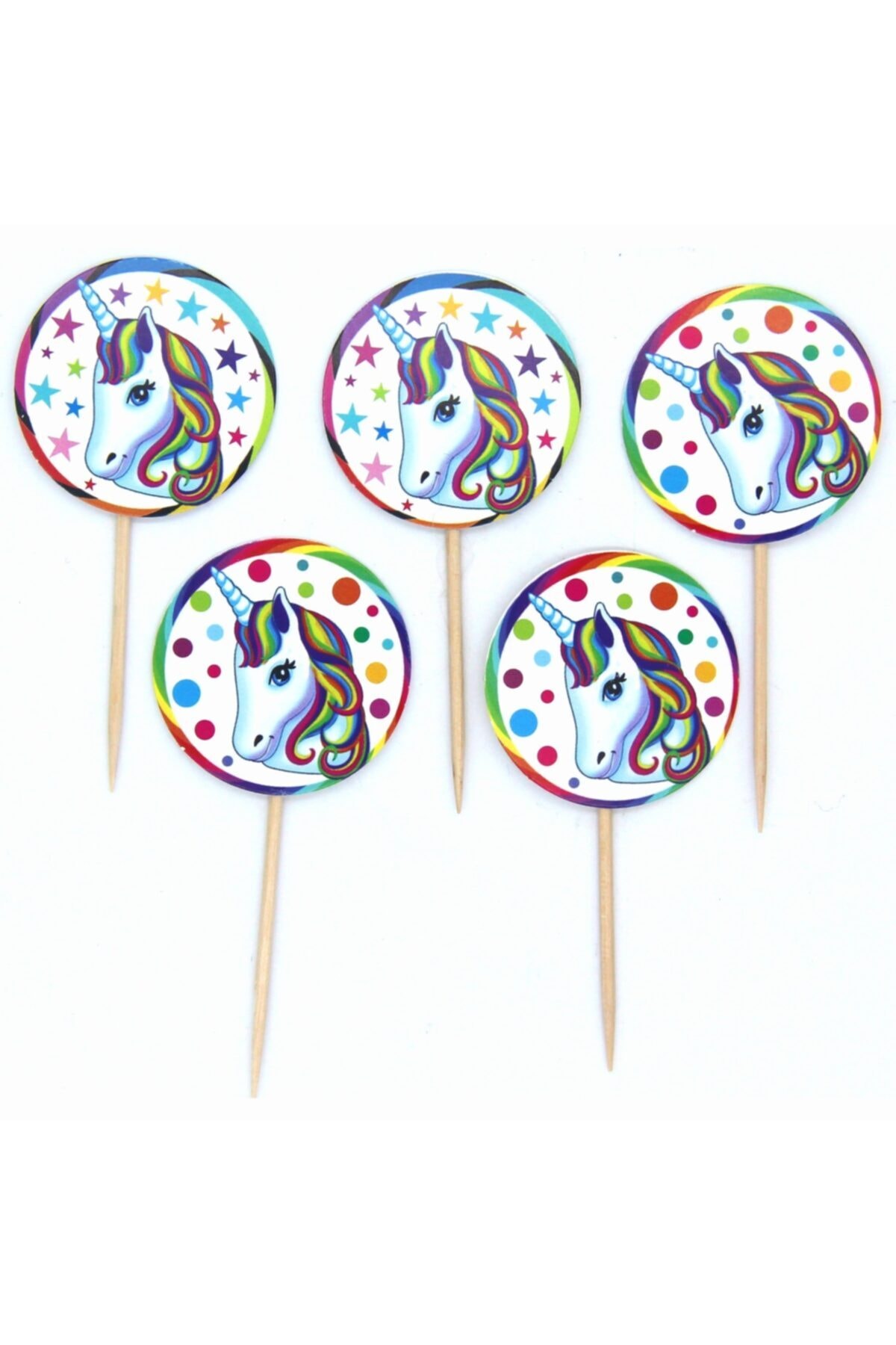 Alpa Store Rengarenk Unicorn Temalı Süslemeli Parti Kürdan Süsü 20 Adet