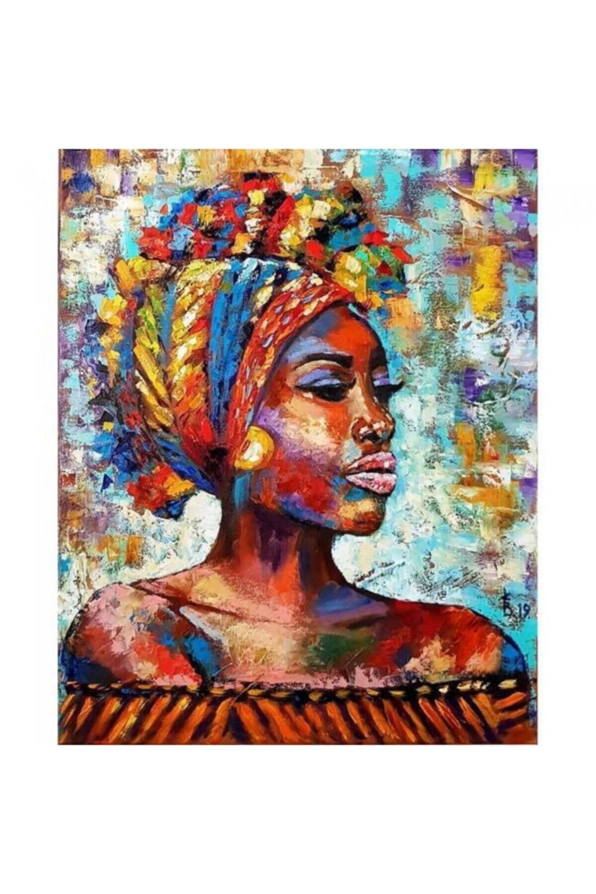 Fupe Shop Afrikalı Güzel 9 Sayılarla Boyama Seti Kasnaklı 70 X 90 Cm