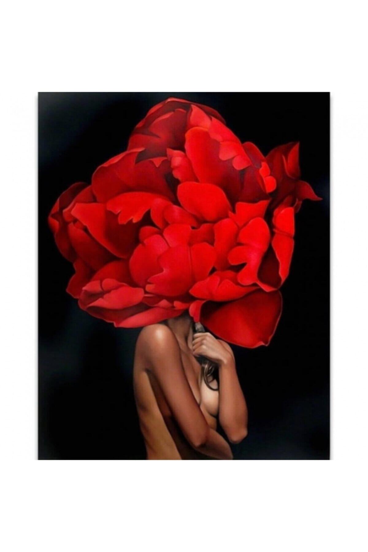 Fupe Shop Çiçek Kadın 8 Renkli Sayılarla Boyama Seti Kasnaklı 90 X 110 Cm