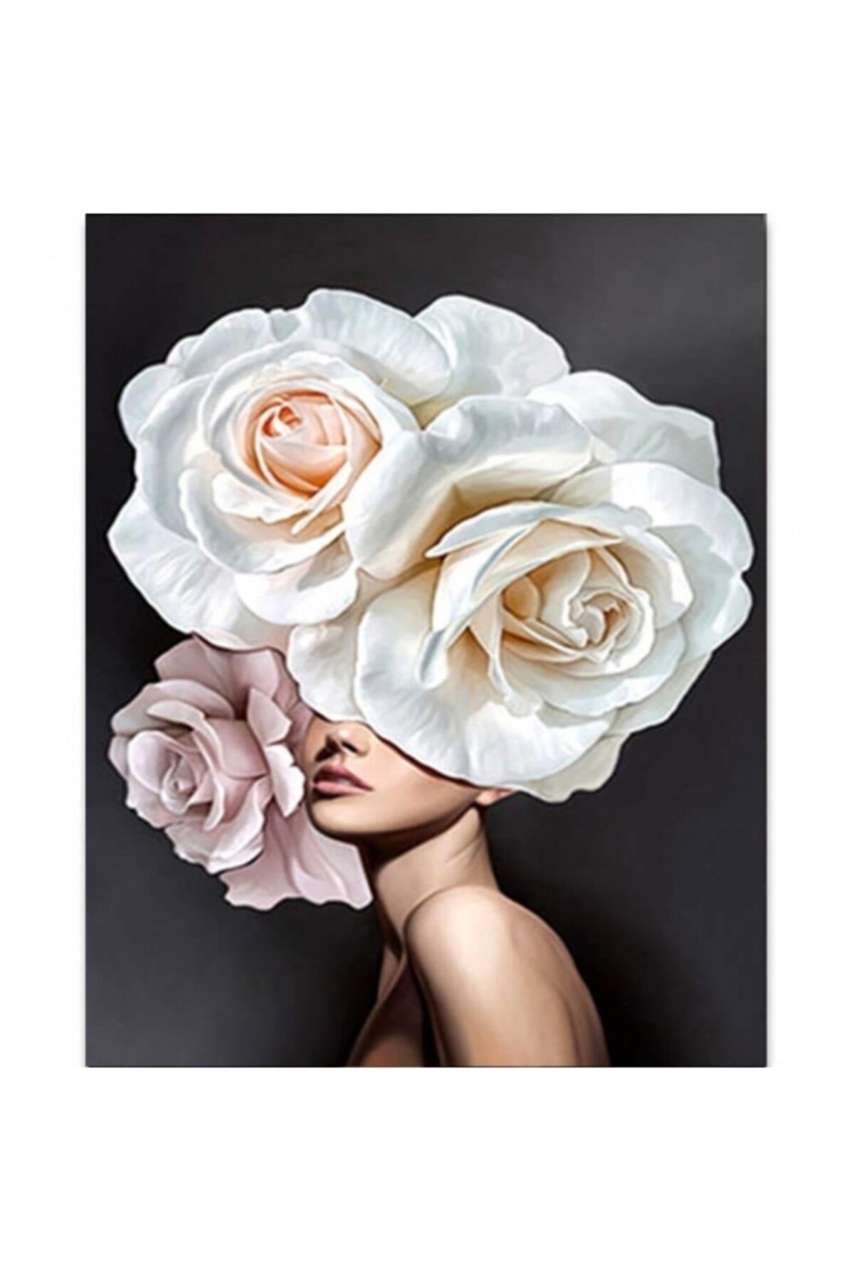 Fupe Shop Çiçek Kadın 7 Renkli Sayılarla Boyama Seti Kasnaklı 60 X 75 Cm