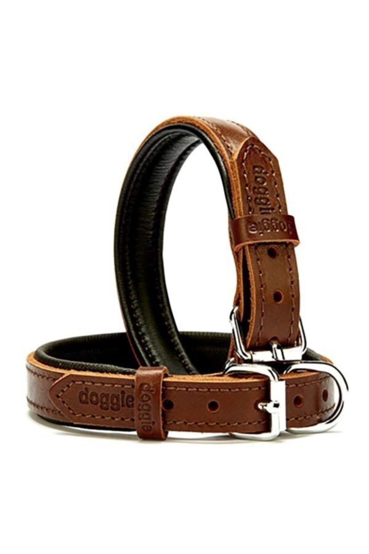 Doggie Yumuşak Pedli Firstclass Deri Boyun Tasma Kahverengi 2x30-35 Cm