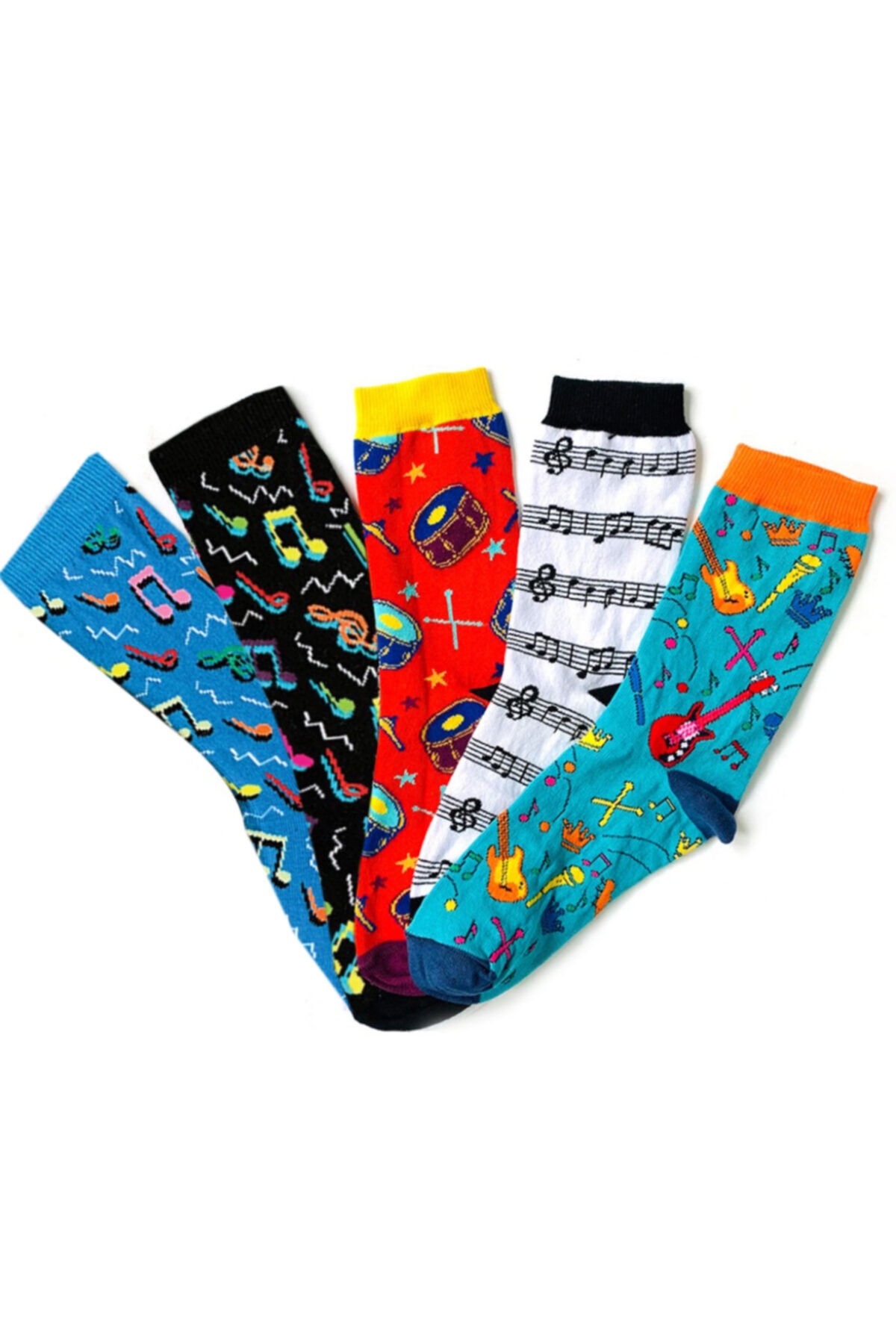 Socks Stations 5'li Müzik Notaları Desenli Renkli Çorap Kutusu