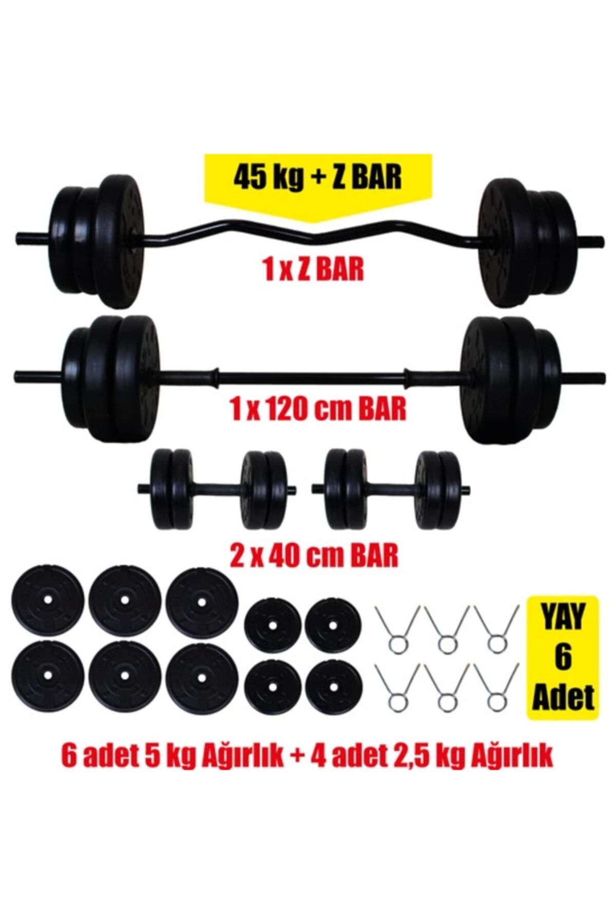 Grux sport 48 Kg Z Bar Halter Seti Ve Dambıl Seti