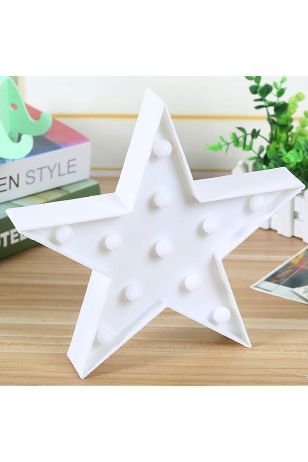 ErdemShop Led Işıklı Beyaz Yıldız Star Masa Duvar Gece Lambası 3d