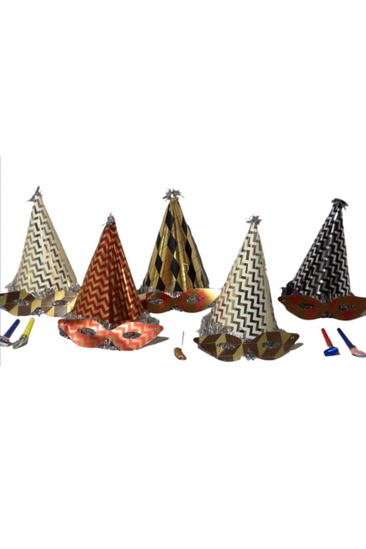 Fiesta Yılbaşı 10lu Set Karton Desenli Set Şapka Desenli Model Onlu Set Noel 2022 Hobi