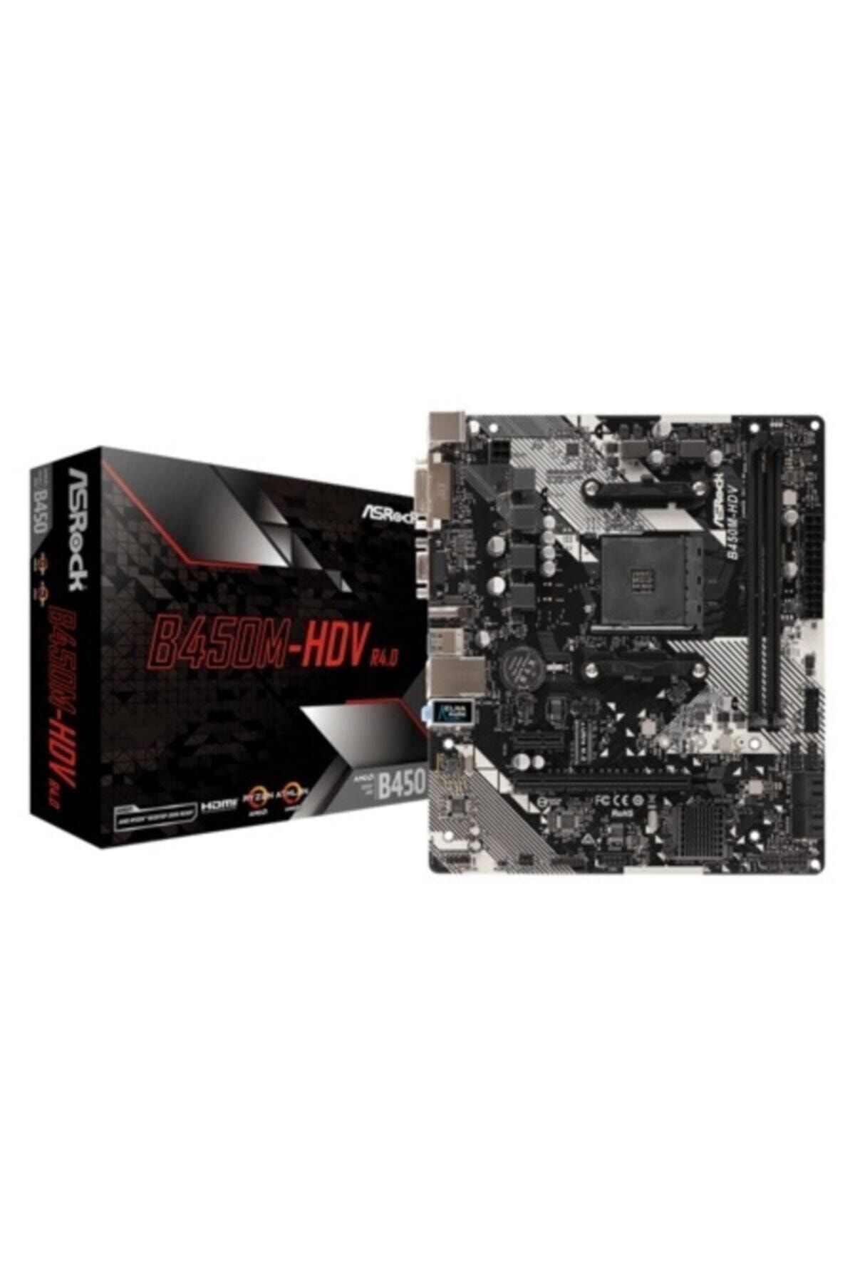 ASROCK B450m-hdv R4.0 Ddr4 Sata3 M2 Pcıe Nvme Hdmı Dvı Pcıe 16x V3.0 Am4 Matx