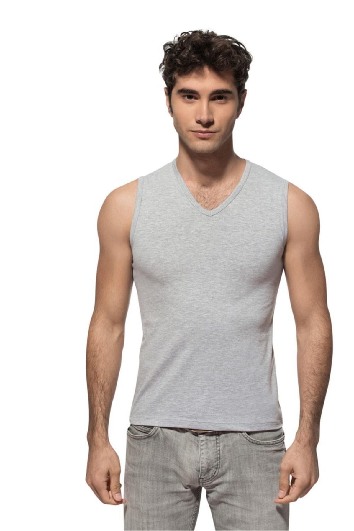ÖZKAN underwear Özkan 0268 Erkek V Yaka Kolsuz Fanila
