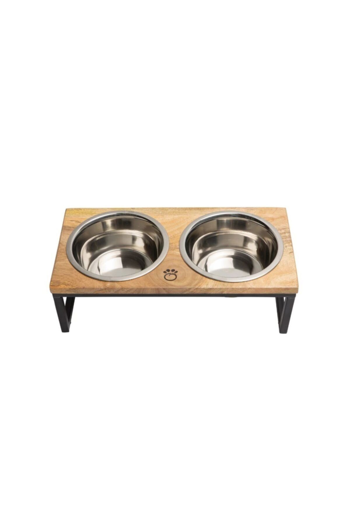 GF PET Ahşap Kaplı 2li Çelik Mama Ve Su Kabı Small