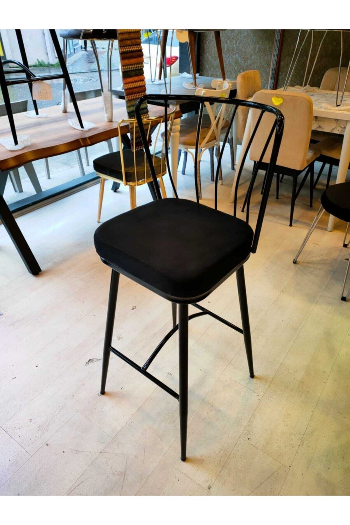 Sandalye Shop (YENİ) Vena Bar Sandalyesi 75 Cm Siyah.100 Ile 115 Cm Arası Ada&masalara Uygundur