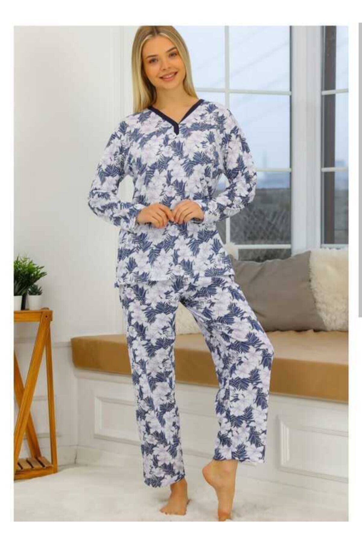 PMGiyim Büyük Beden Desenli Pijama Takım