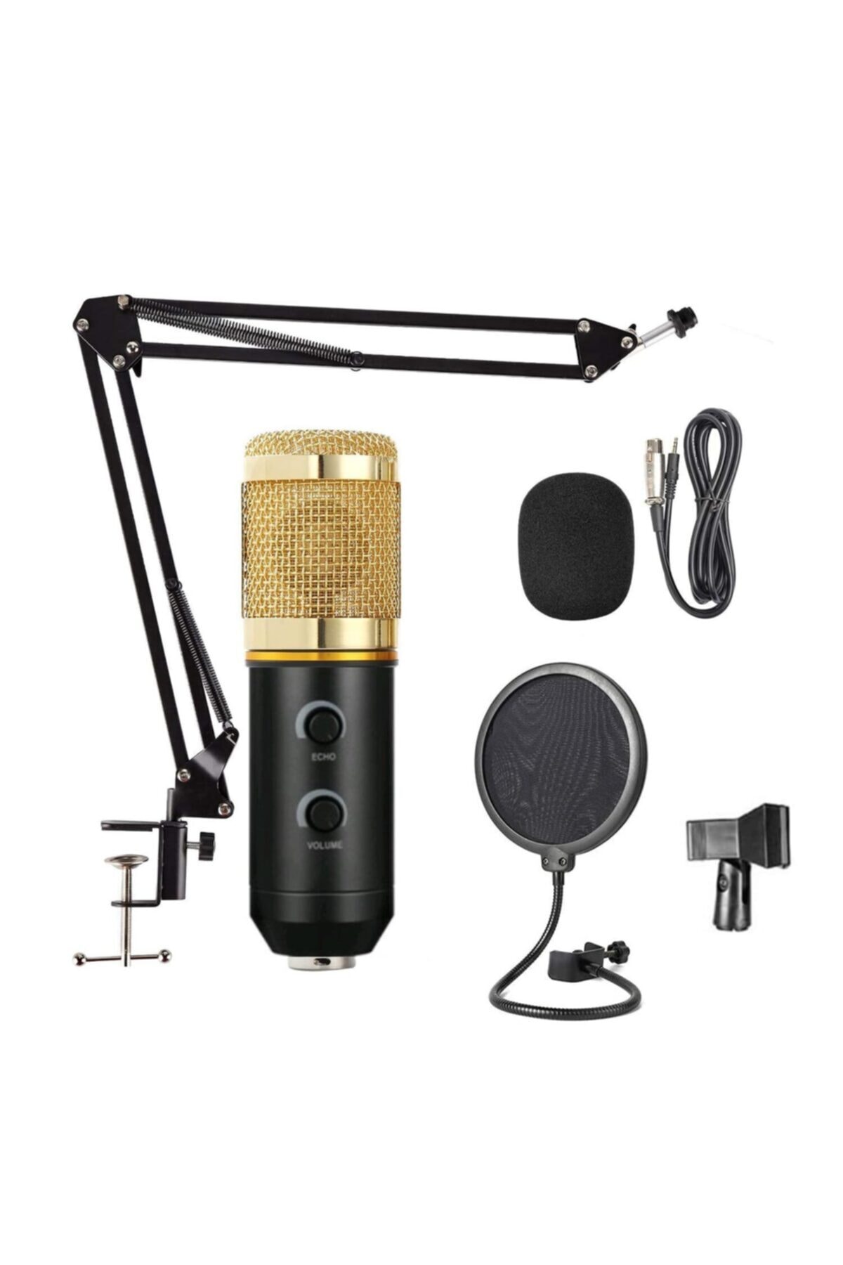 UcuzlukEvi Music D.j M-800u Yayıncı Mikrofonu Seti Stand Pop Filtre Stüdyo Kayıt Youtuber Profesyonel Mikrofon