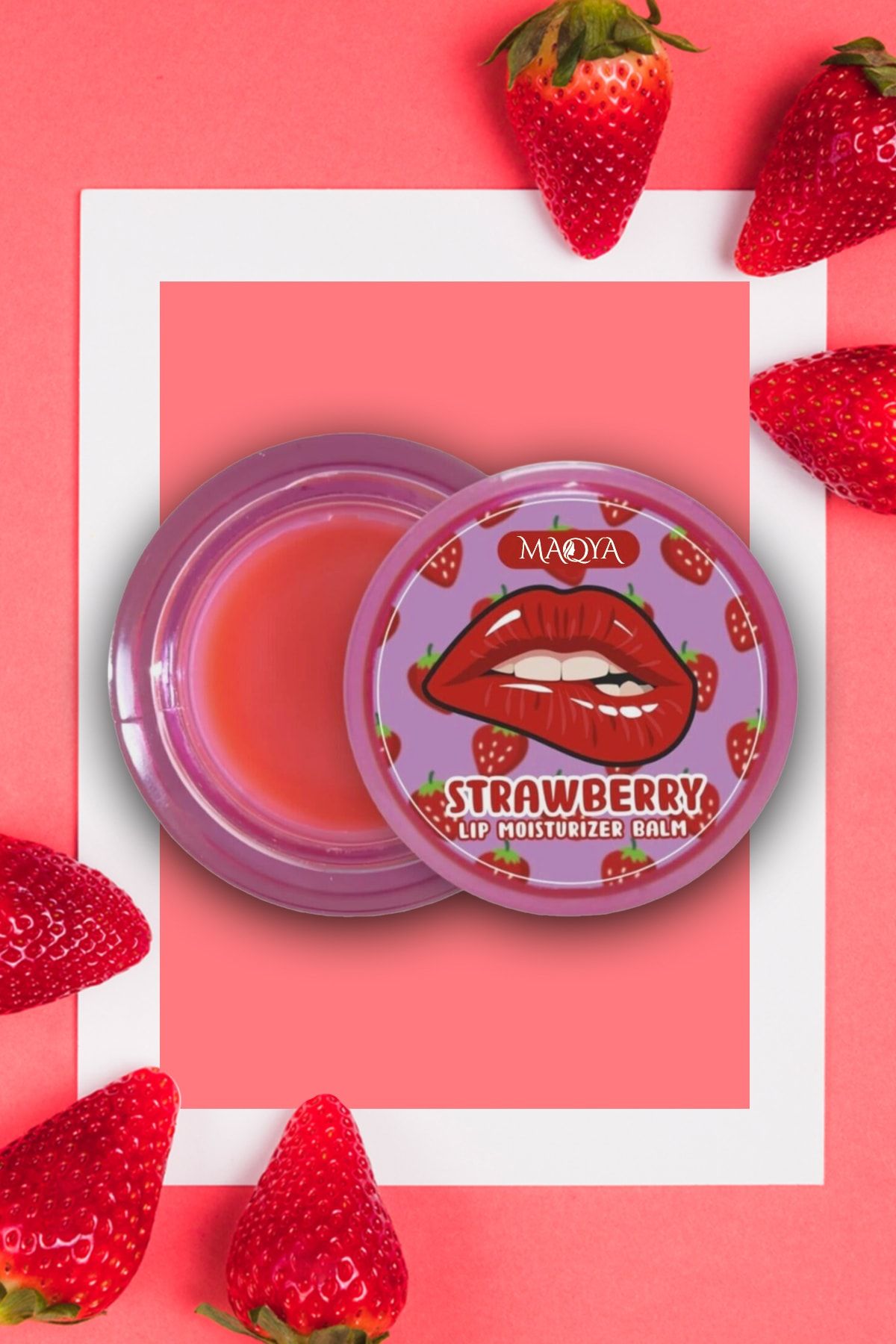 MAQYA Cosmetics Çilek Aromalı Dudak Koruyucu Bakım Kremi Balm 15ml