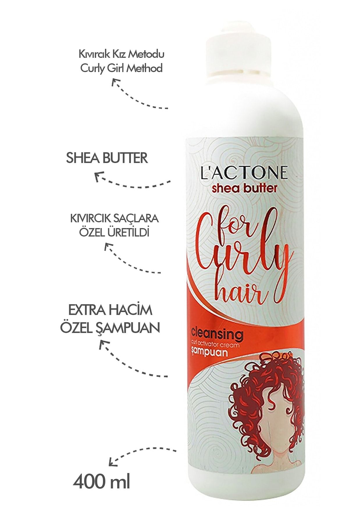 L'ACTONE Kıvırcık Saçlar Için Shea Yağı Krem Şampuanı 400 ml