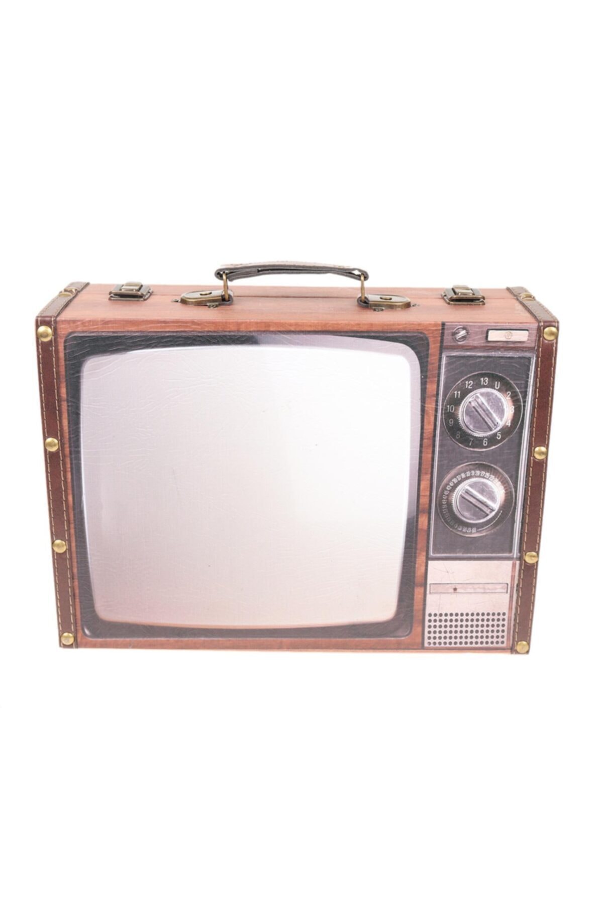 Attach Ahşap Televizyon Görünümlü Tasarım Menteşe Kapaklı Retro Kutu No:2