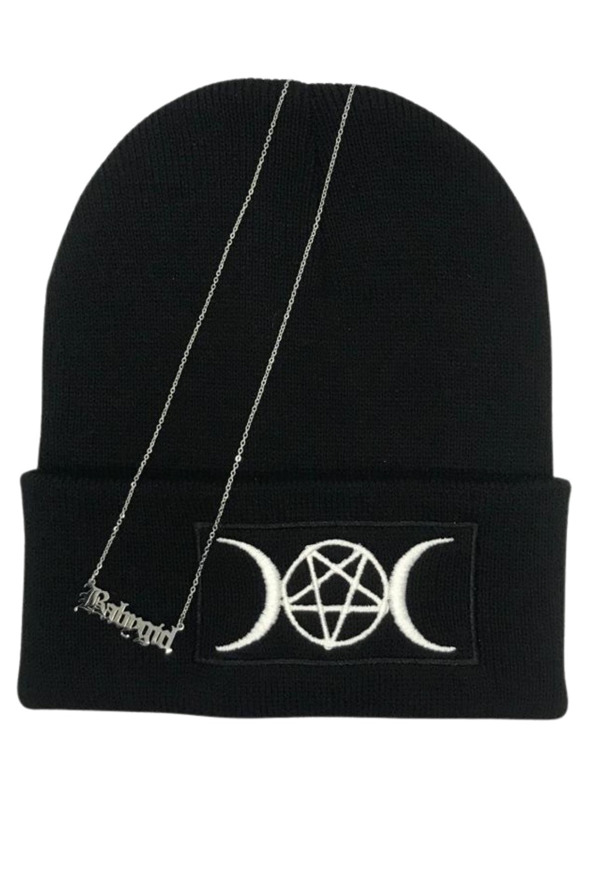 Chirkef Gothic Tema Unisex Nakış Detay Bere Ve Yazı Zincir Kolye Kombin