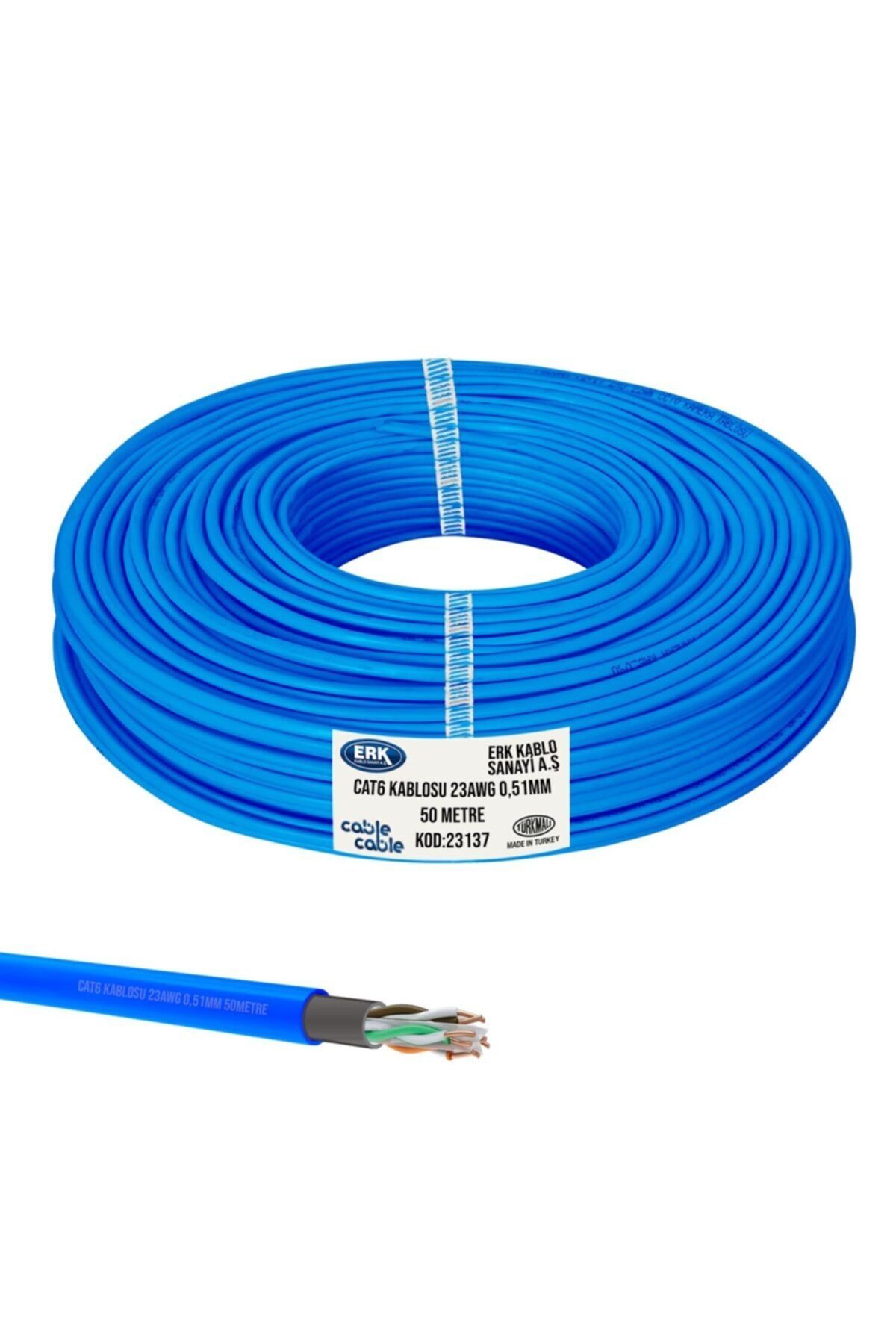POLAXTOR Cat6 Kablo Dış Mekan 23awg 0.51mm 50mt Mavi Erk Yerli