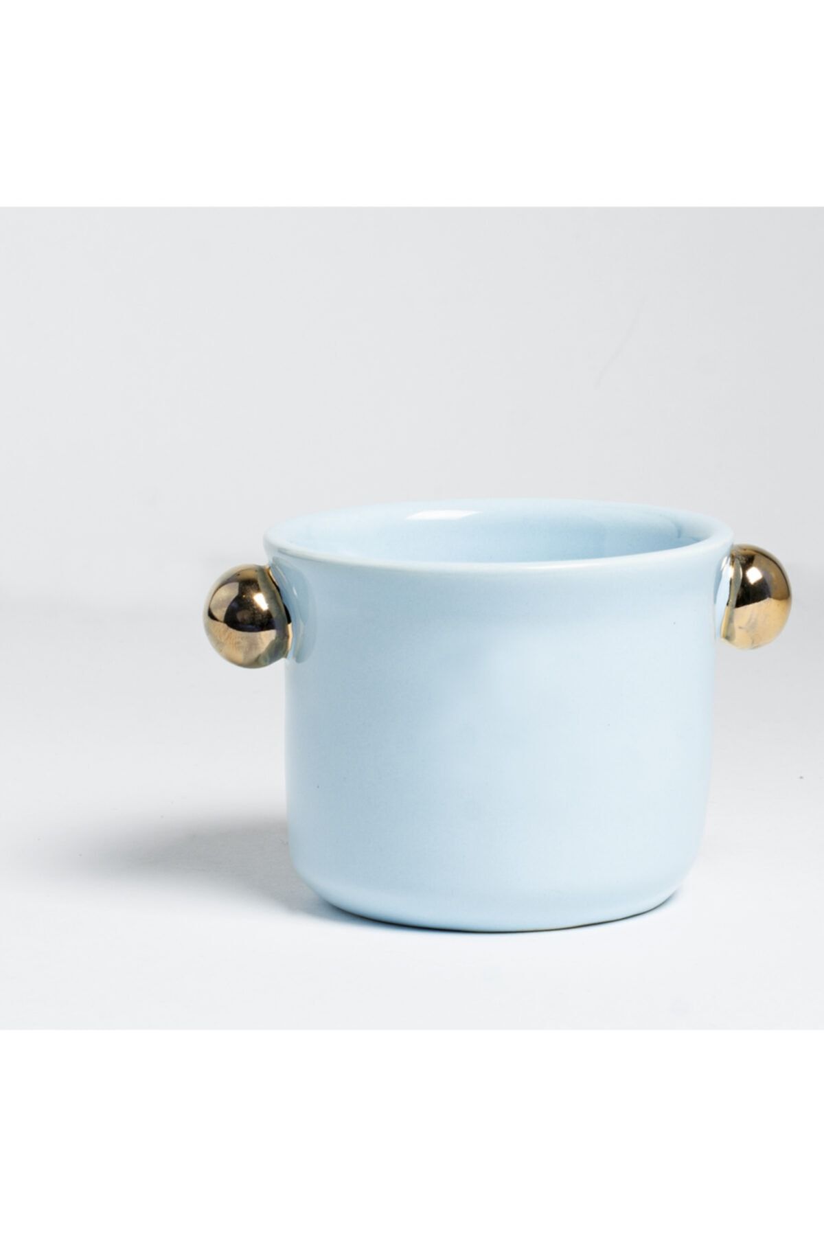 casa ceramic Kulpsuz Çay Fincanı Mavi 24k Altın Dekorlu