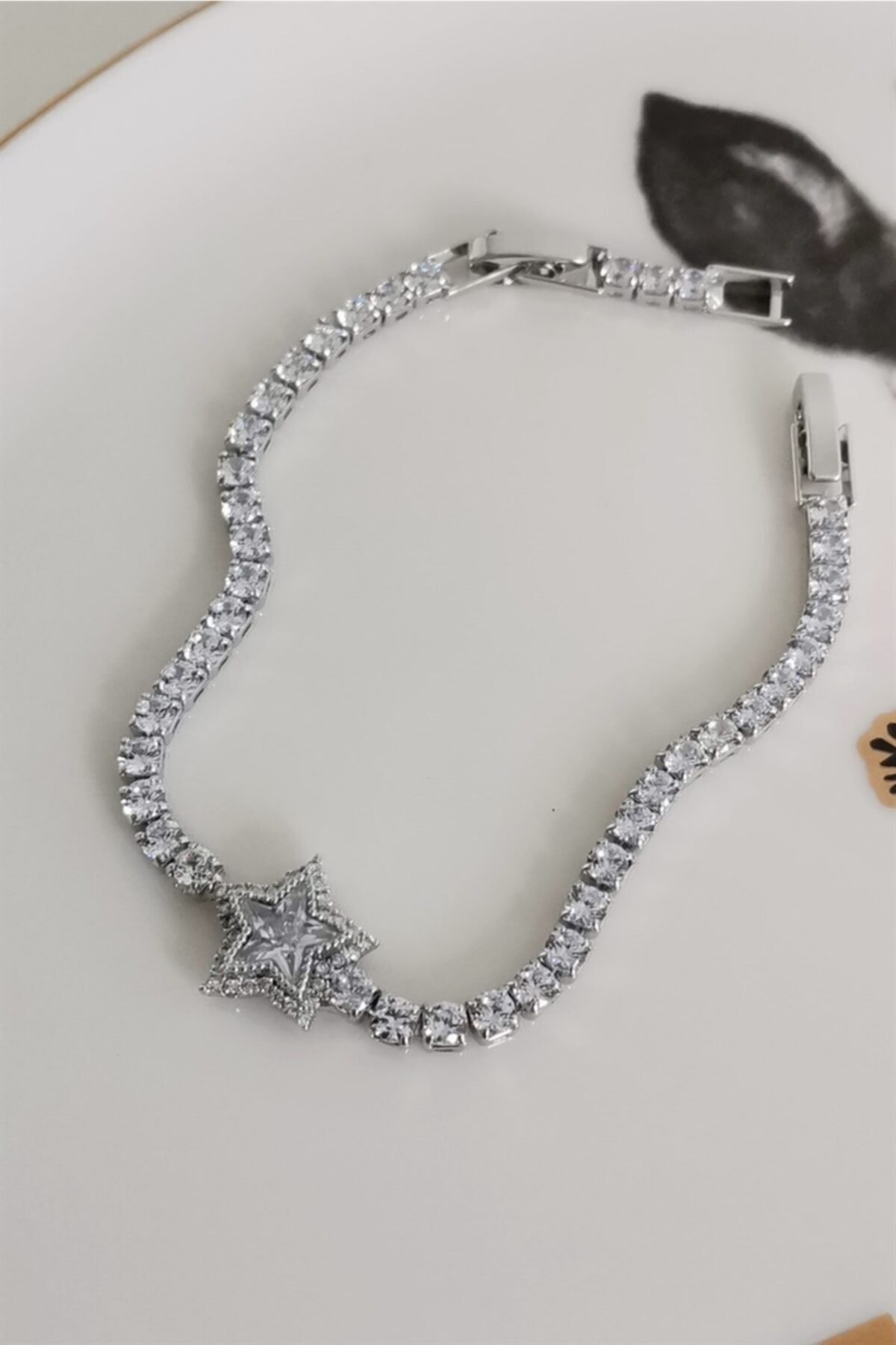 Labone Accessories Yıldız Model Silver Pırlanta Montürlü Su Yolu Bileklik