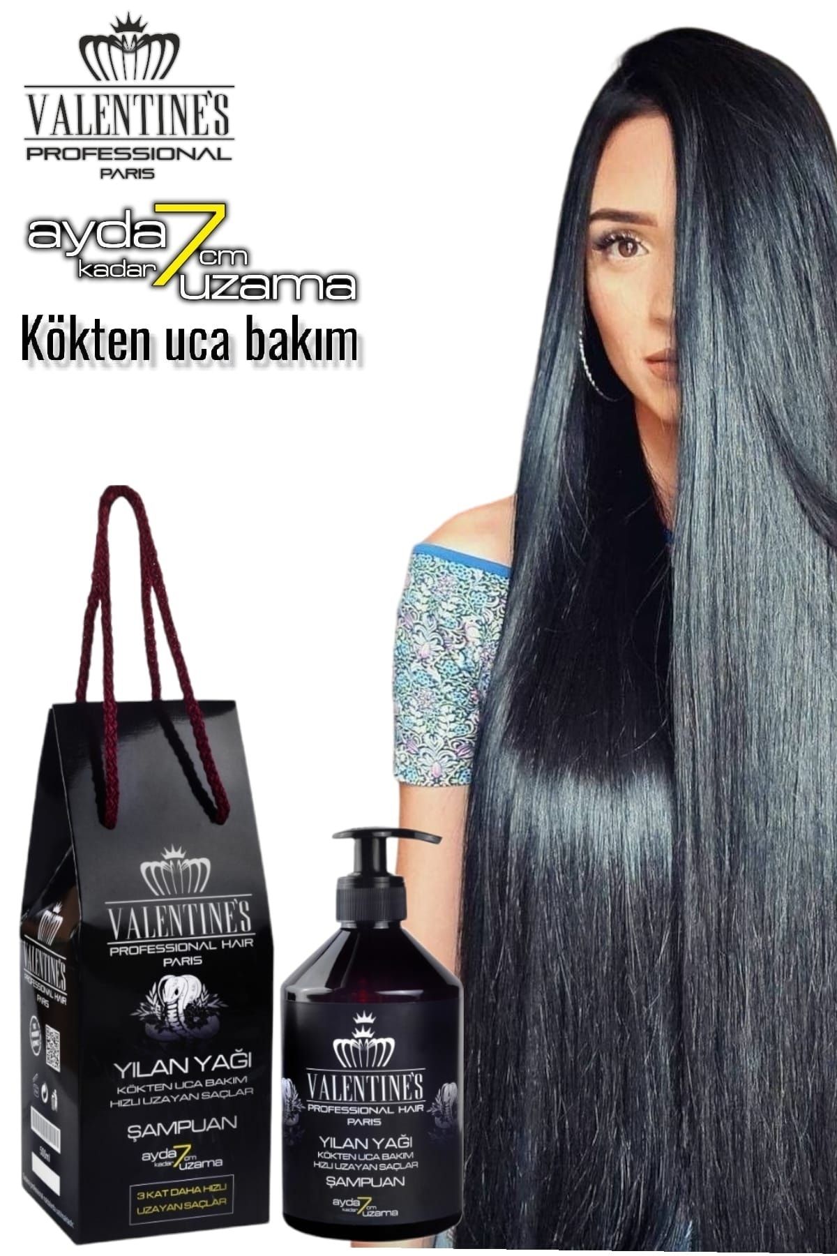 VALENTINES PROFESSIONAL Yılan Yağı Şampuan Kökten Uca Bakım Ve Üç Kat Hızlı Uzayan Saçlar