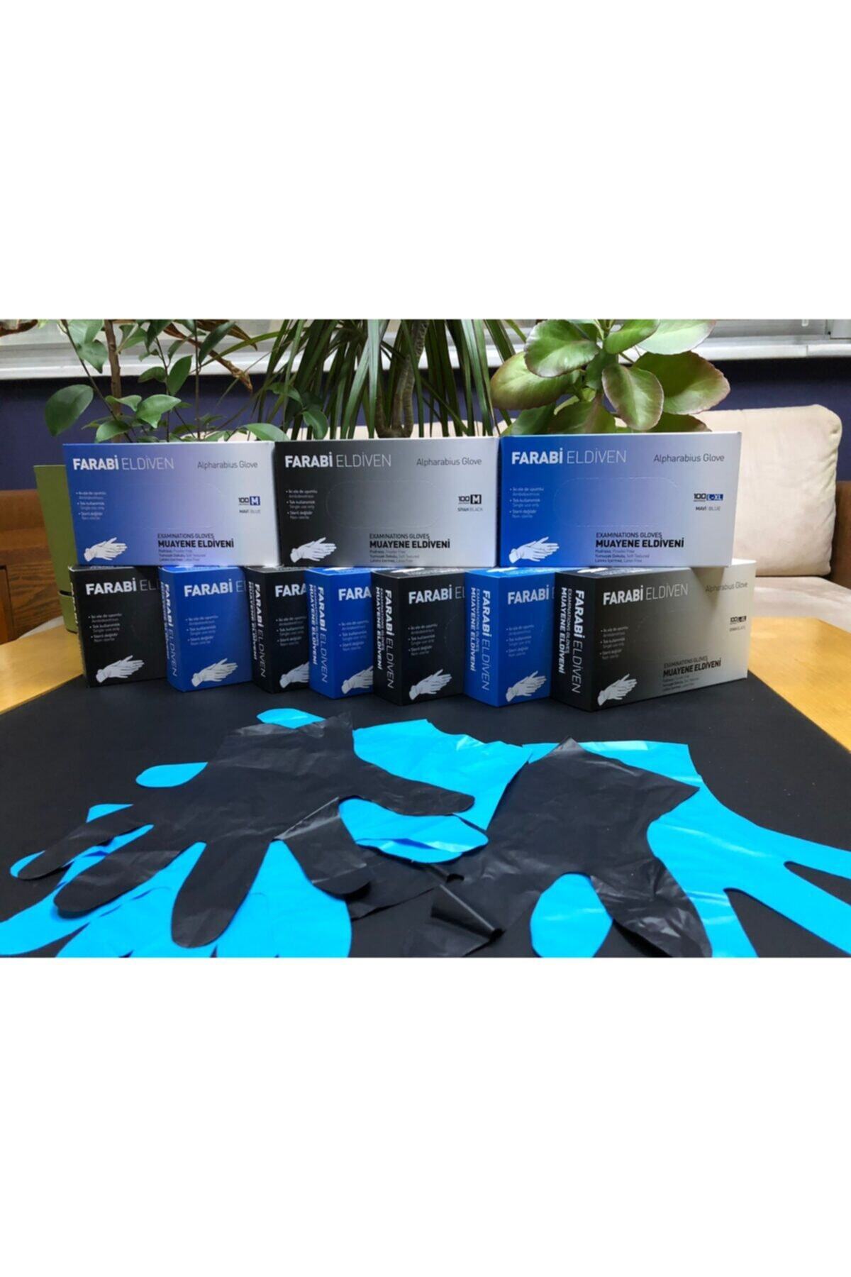 FARABİ ELDİVEN L-xl Beden 10 Lu Tpe/pe Pudrasız Tek Kullanımlık Mavi Elastik Eldiven 100*10adet