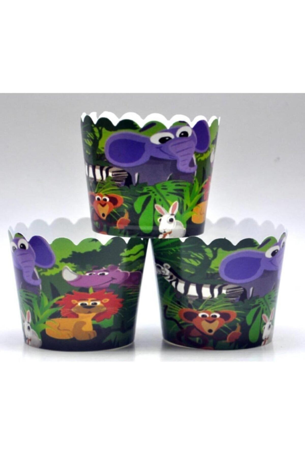 Safari Sevimli Hayvanlar Cupcake (muffin) Kabı 25 Adet