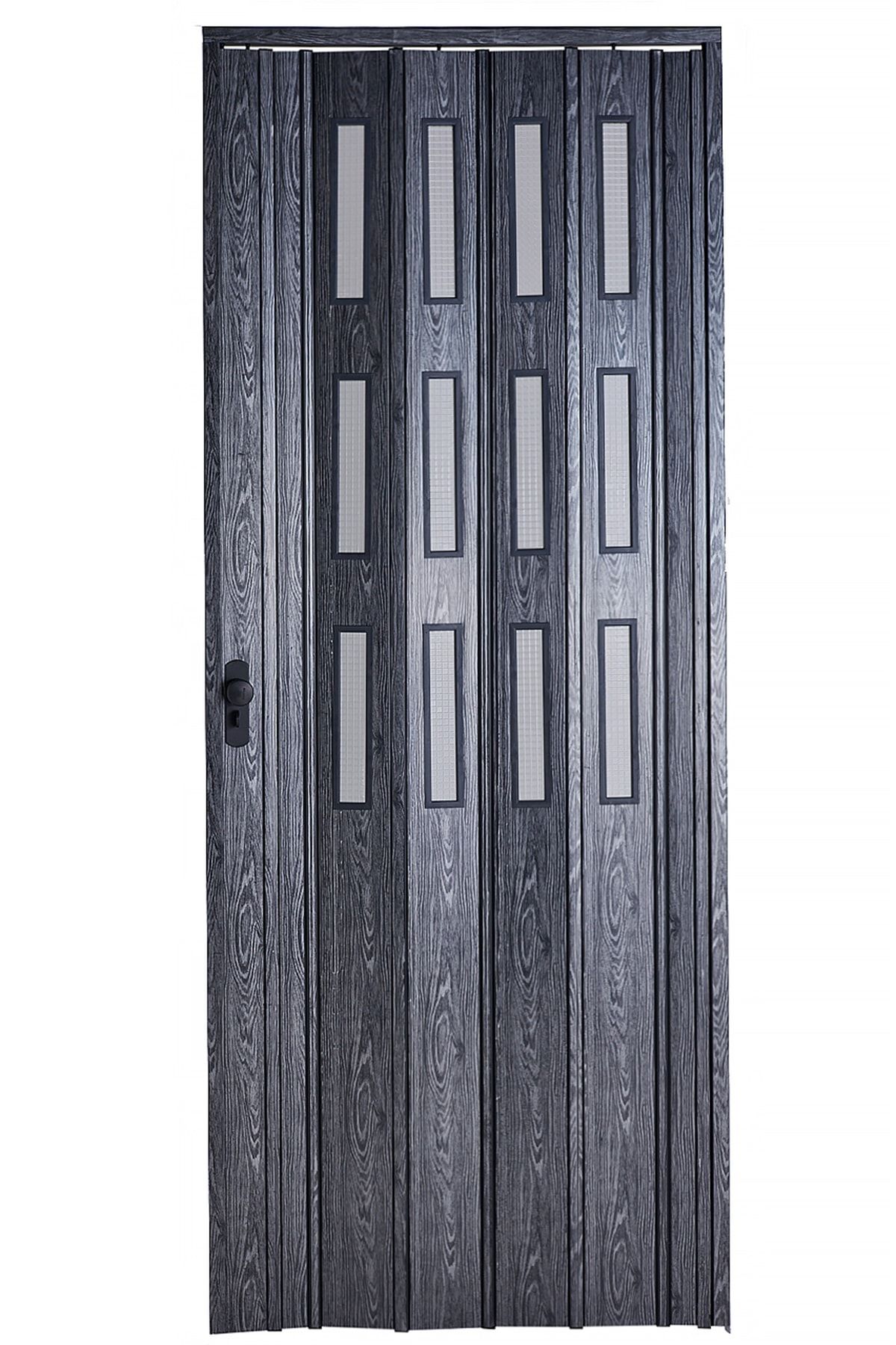 SARPAŞ Katlanır Akordiyon Pvc Kapı Karaağaç Camlı 72 X 220 Cm 12 Mm