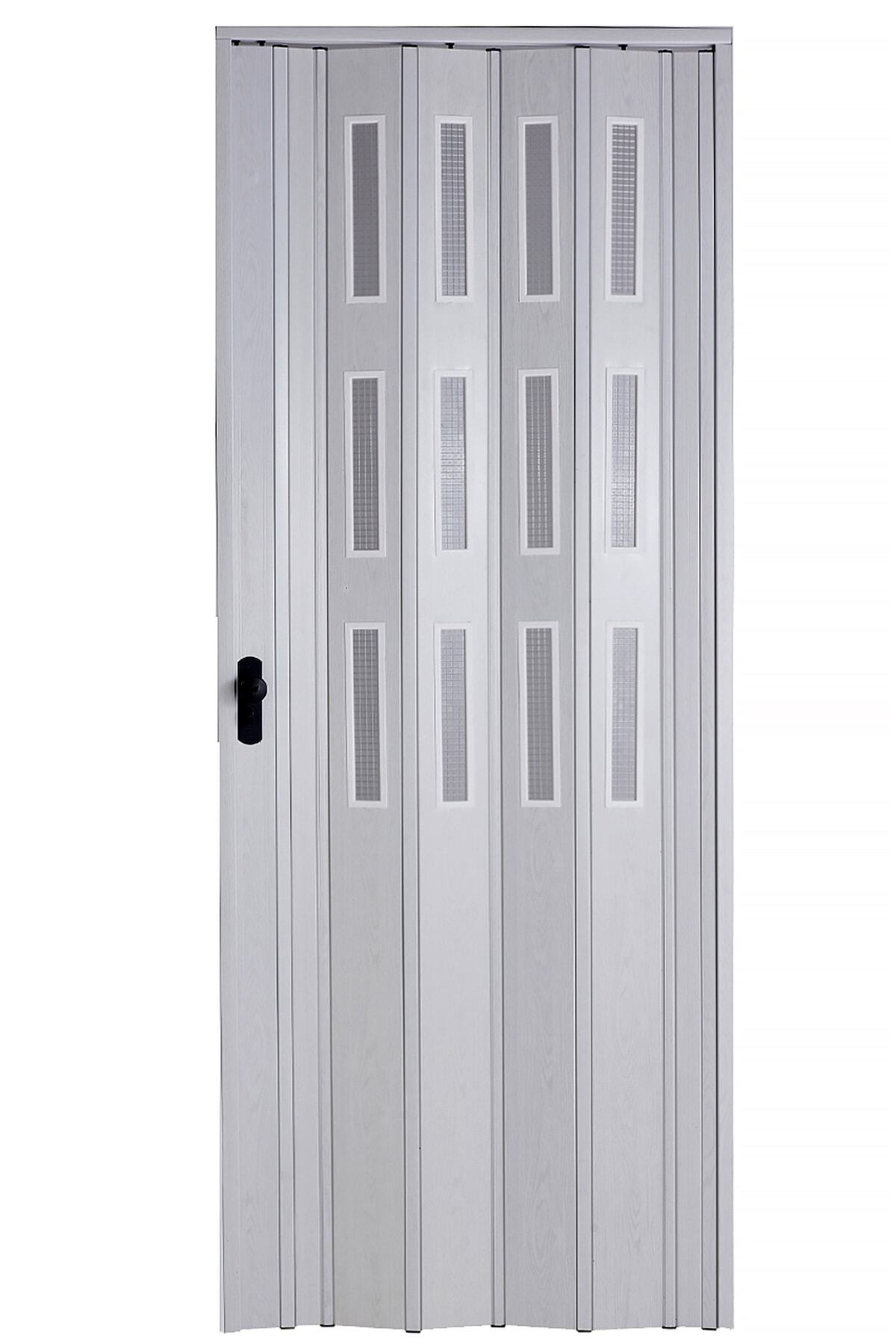 SARPAŞ Katlanır Akordiyon Pvc Tek Kapı Camlı - 86x225 - Akçaağaç 12 Mm
