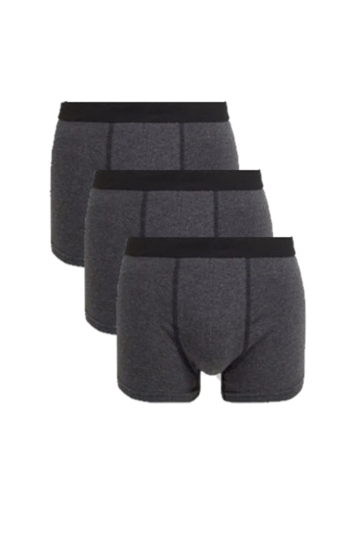 New Look 3'lü Set Pamuklu Likralı Antrasit Erkek Boxer