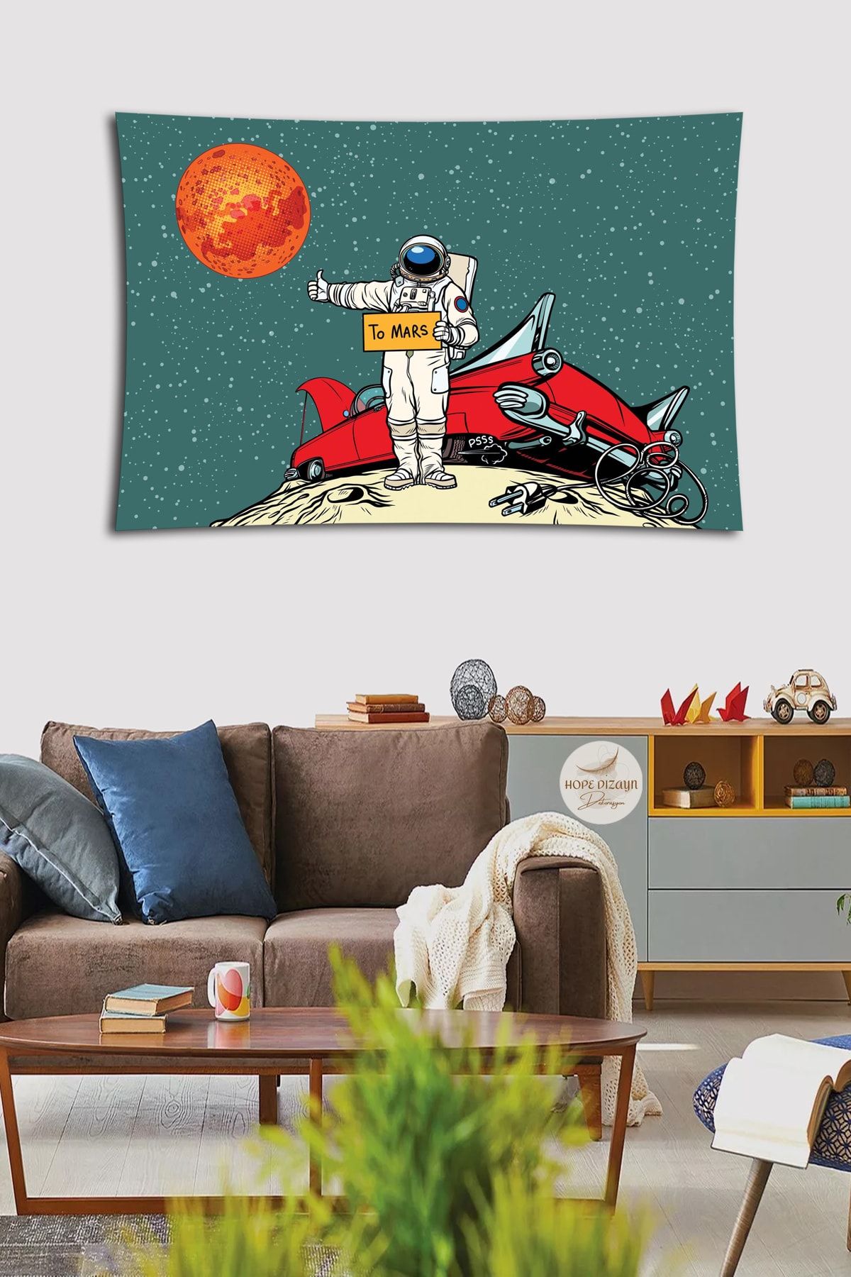 HOPE DİZAYN To Mars Duvar Örtüsü Halısı