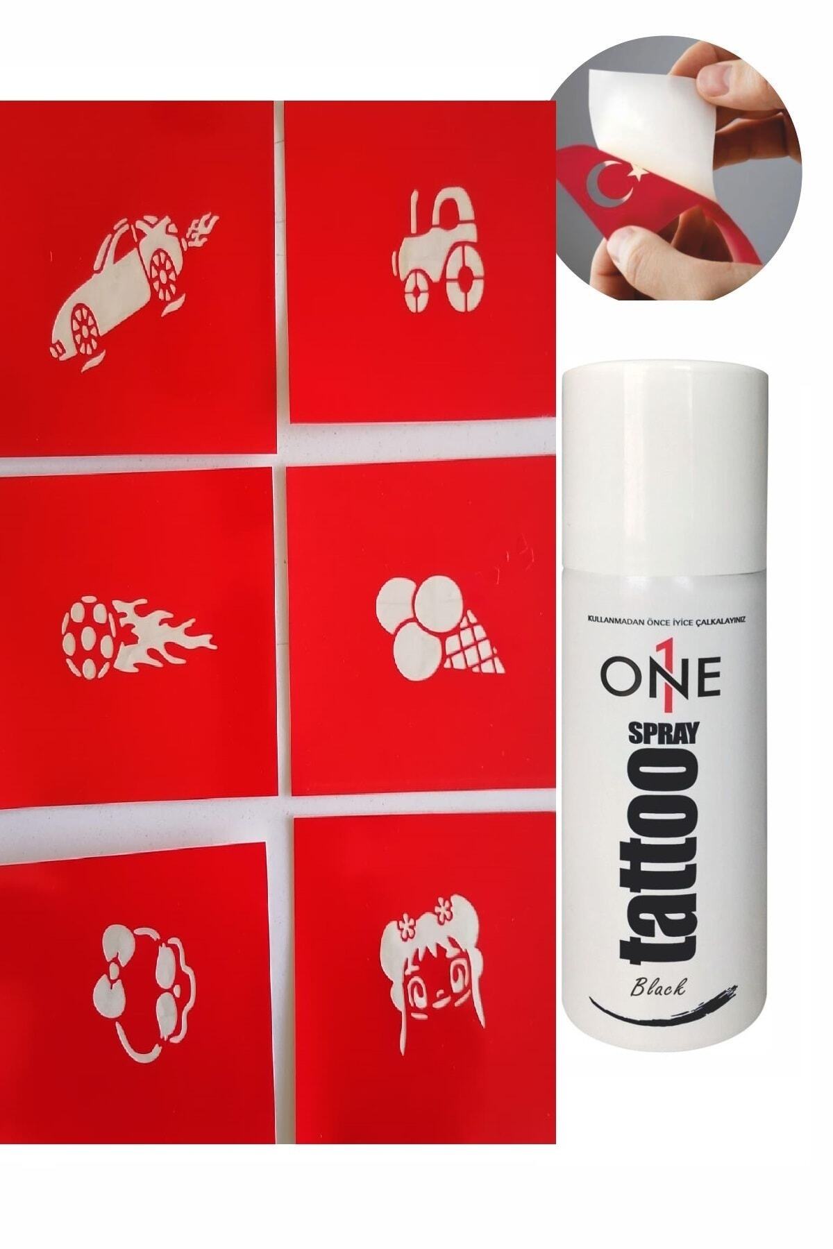 ONE SPRAY TATTOO Evde Geçici Dövme Yapma Seti Siyah Spreyli Model8