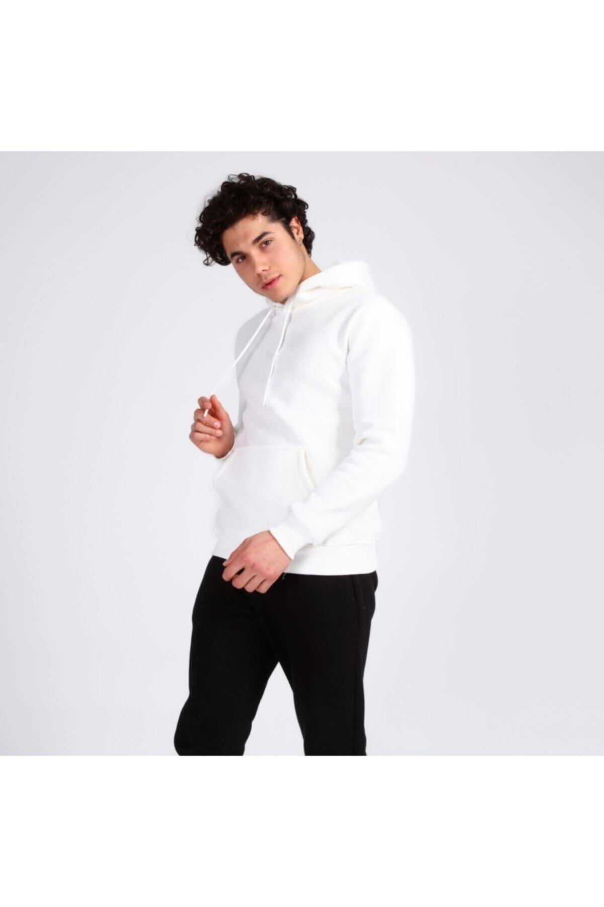 Hıgh Burn Unisex Oversize Sweatshirt Beyaz Kapüşonlu