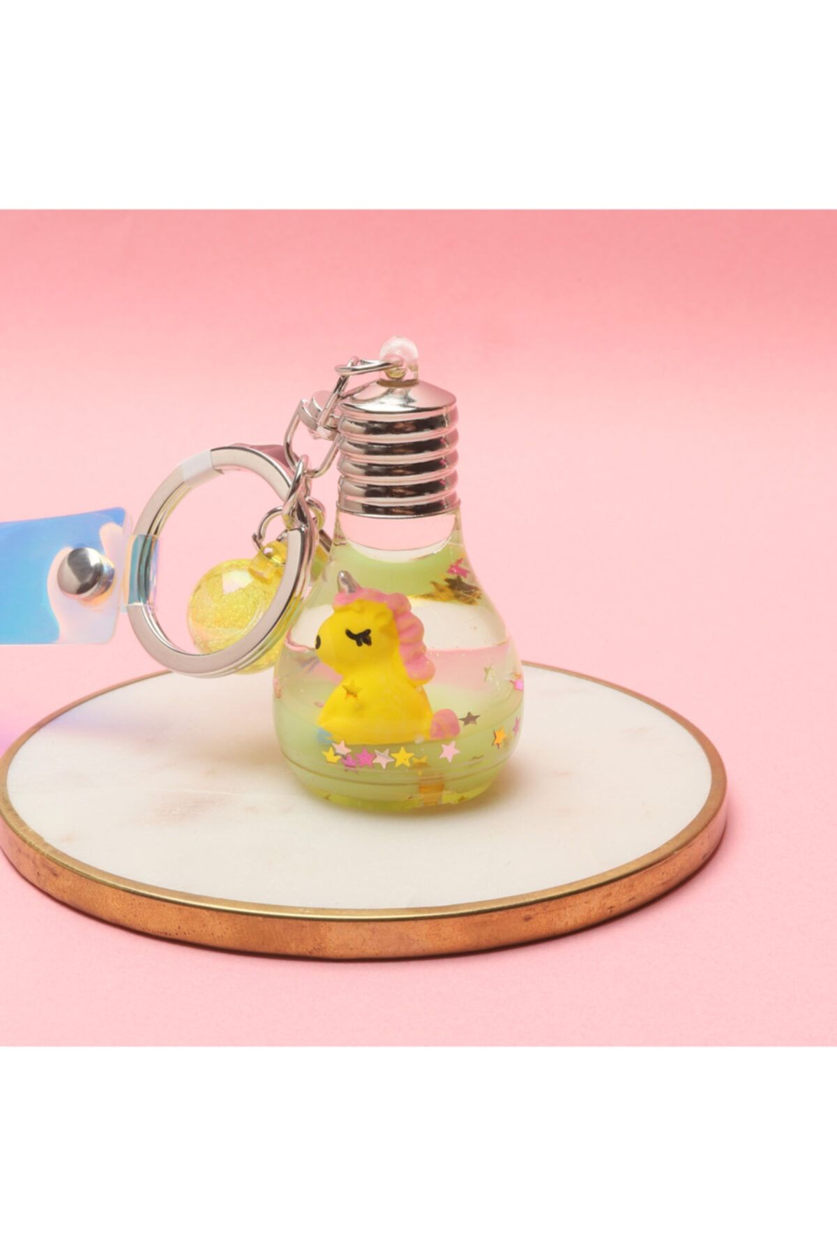 Giftpoint Neesa Mini Unicorn Sarı Ampul Sulu Anahtarlık - Çanta Aksesuarı