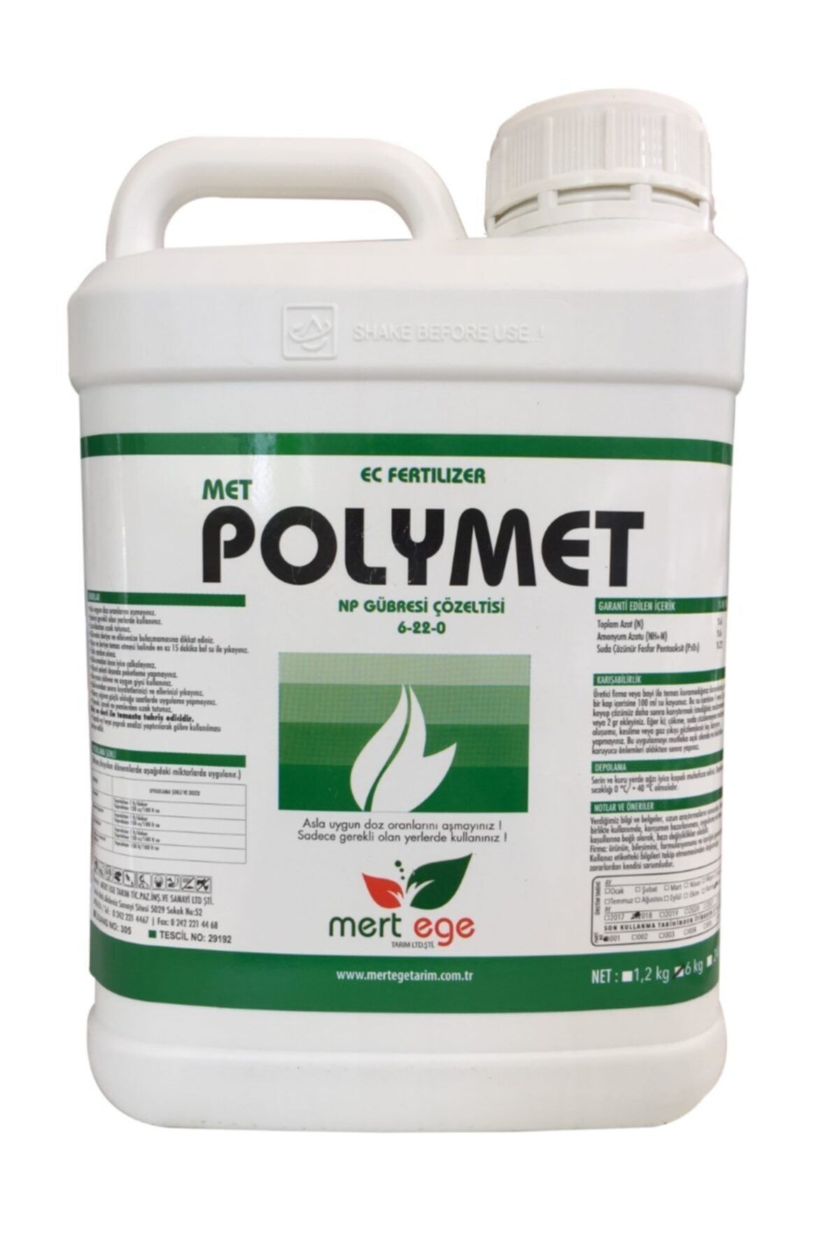 POLYMET %22 Fosforlu - Çiçeklendirici Köklendirici Sıvı Gübre 5 Lt