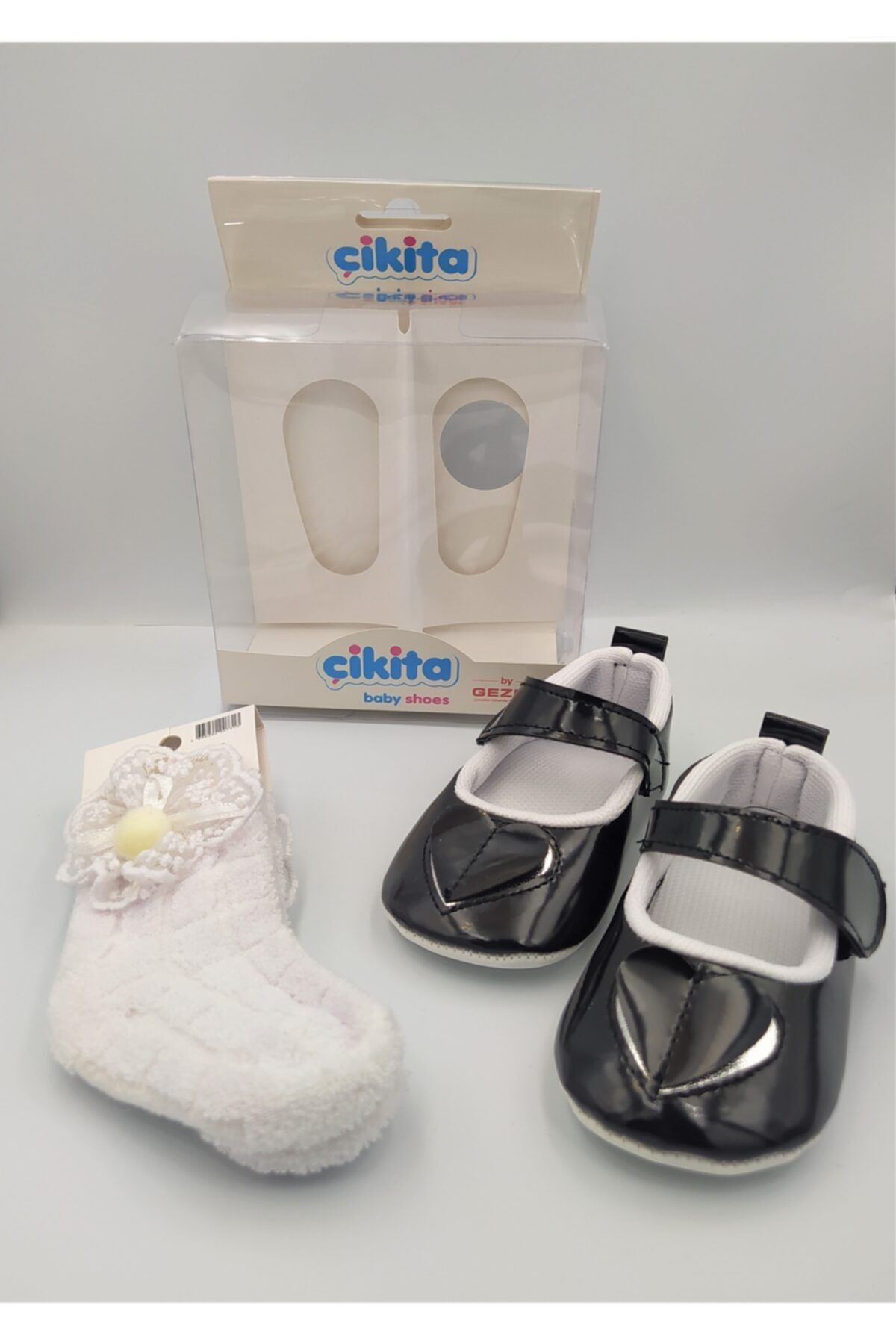 GEZER Marka Çikita Baby Kız Bebek Ilk Adım Ayakkabısı Patik (çorap Hediyeli)