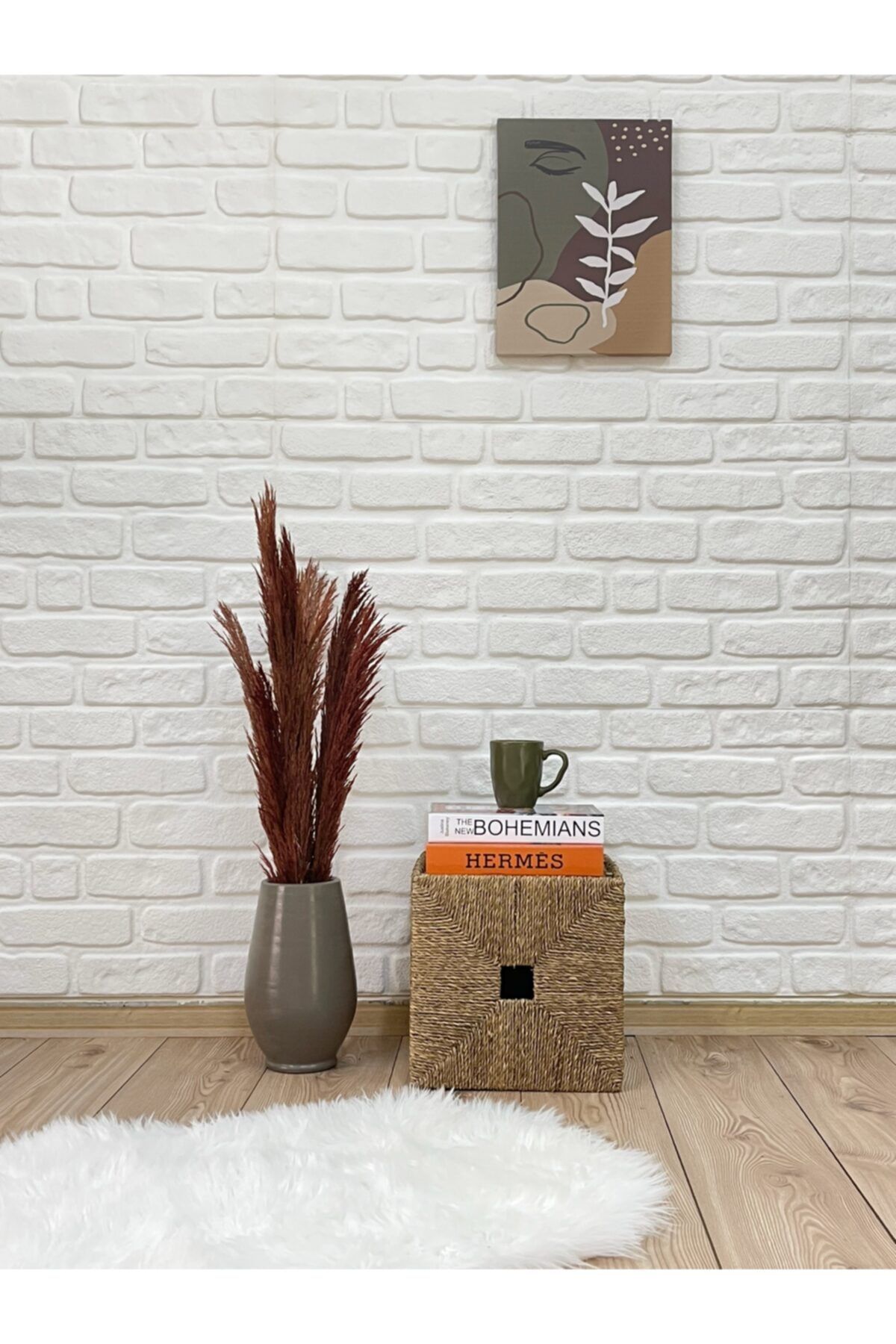 odka Vazo/saksı Kuru Pampaslı 30cm Vizon Renk