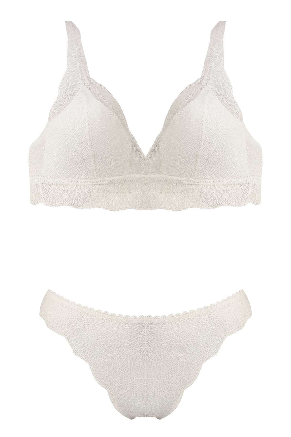 ifondi Desteksiz Bralet Sütyen Takım Ekru