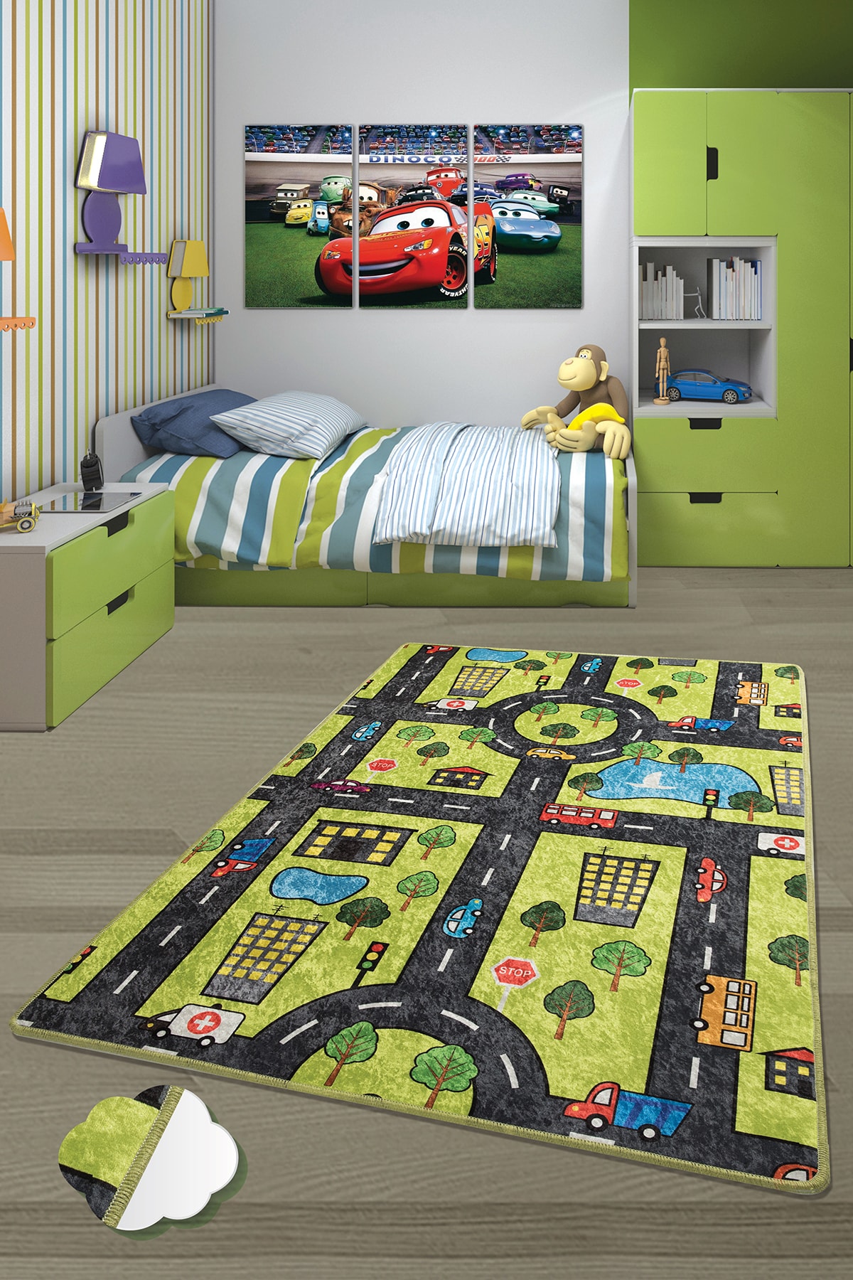 Dolce Tocco Modern Tasarım Dt2965 Bebek Çocuk Kreş Oyun Halısı Leke Tutmayan Yıkanabilir Kaymaz Taban