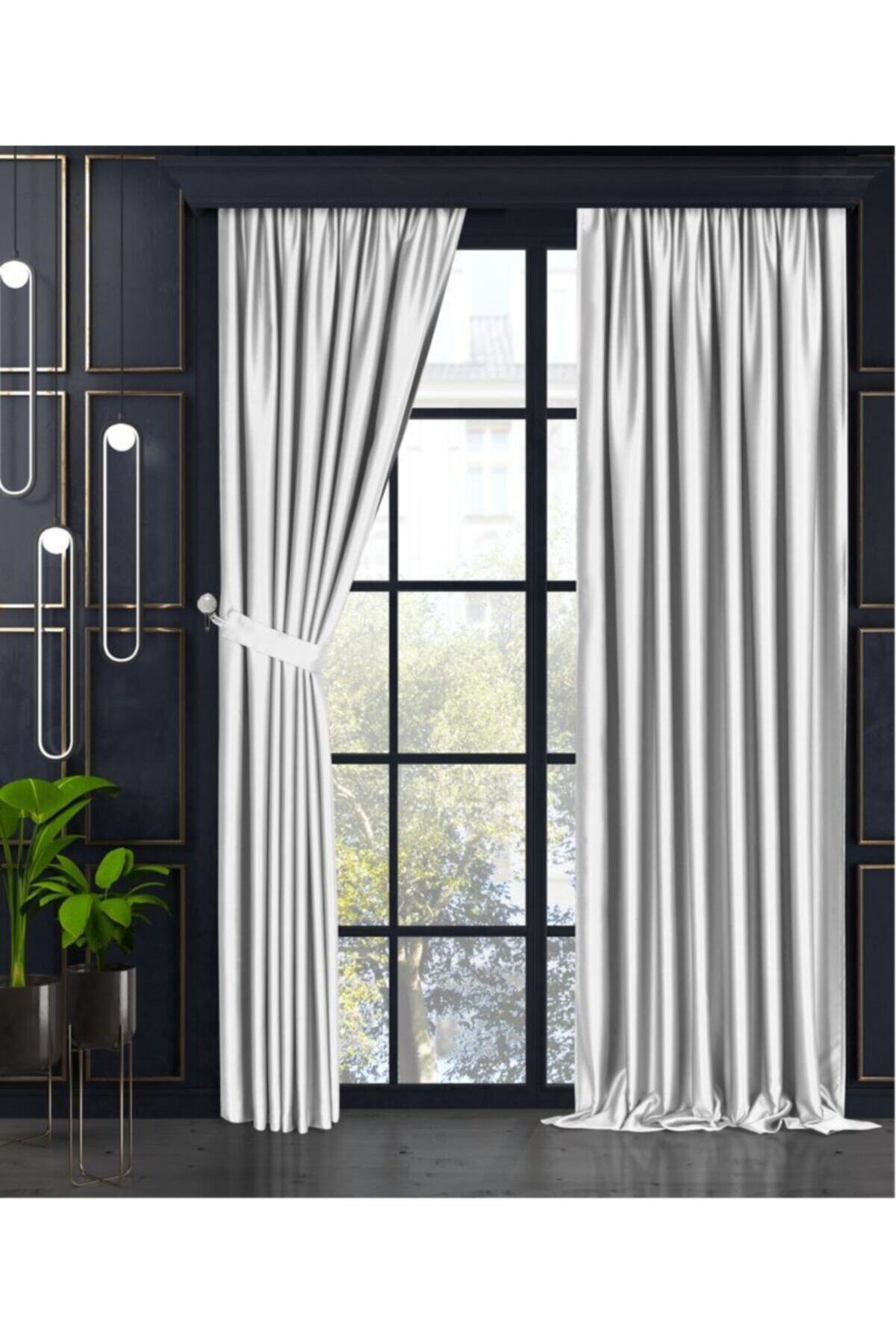 Demor Home Ekstrafor Büzgülü Gümüş Blackout Fon Perde