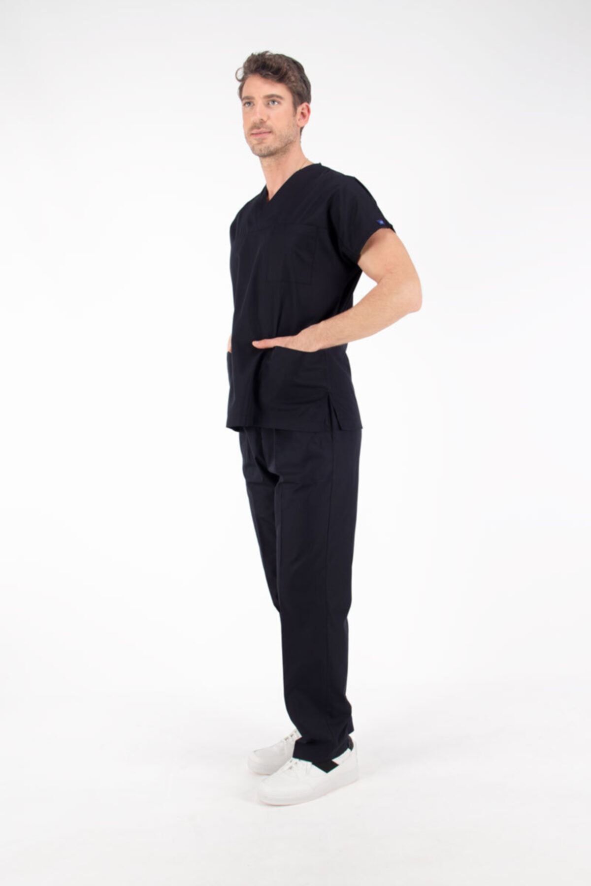 Uçak Medikal Unisex - Lacivert Terikoton Hemşire Doktor Forma Cerrahi Takım