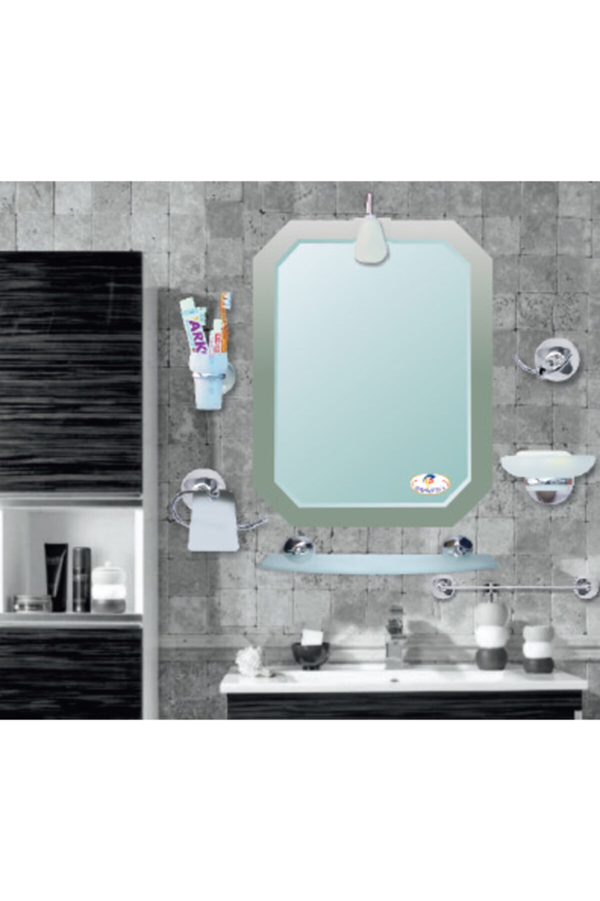 Karakaş Butik Lüx Krom Banyo Aynası Seti