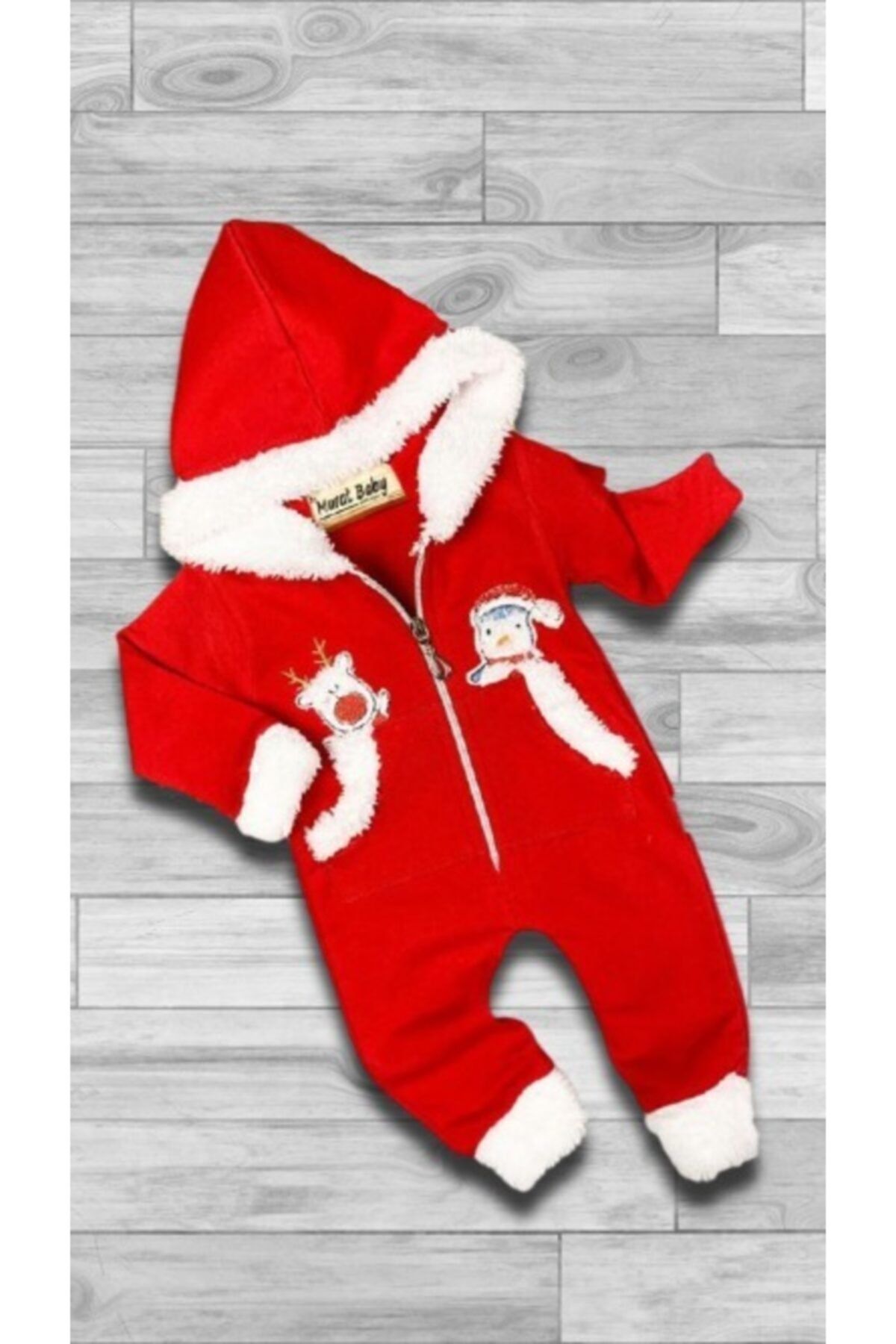Murat Baby Kırmızı Noel Baba Noel Anne Unisex Bebek Tulum
