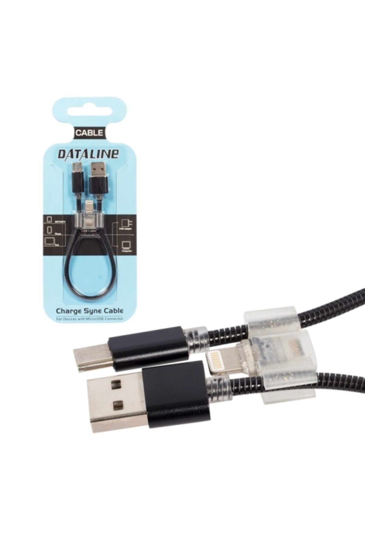 Powermaster C Type + Iphone Örgülü Kısa Data*şarj Kablosu