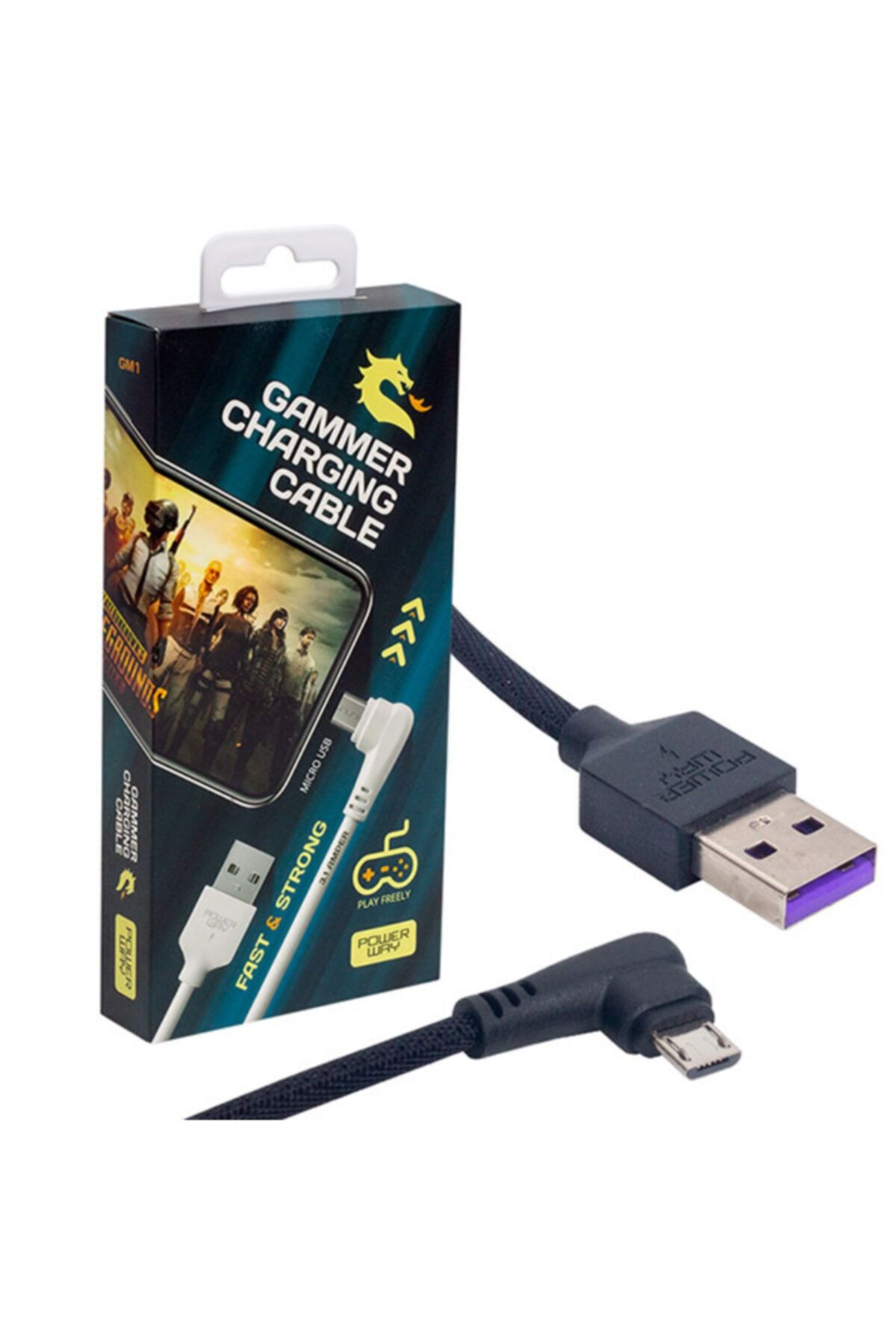 POWERWAY Gm1 Usb 3.1 Amper Örgülü Samsung Gaming Oyuncu Kablosu