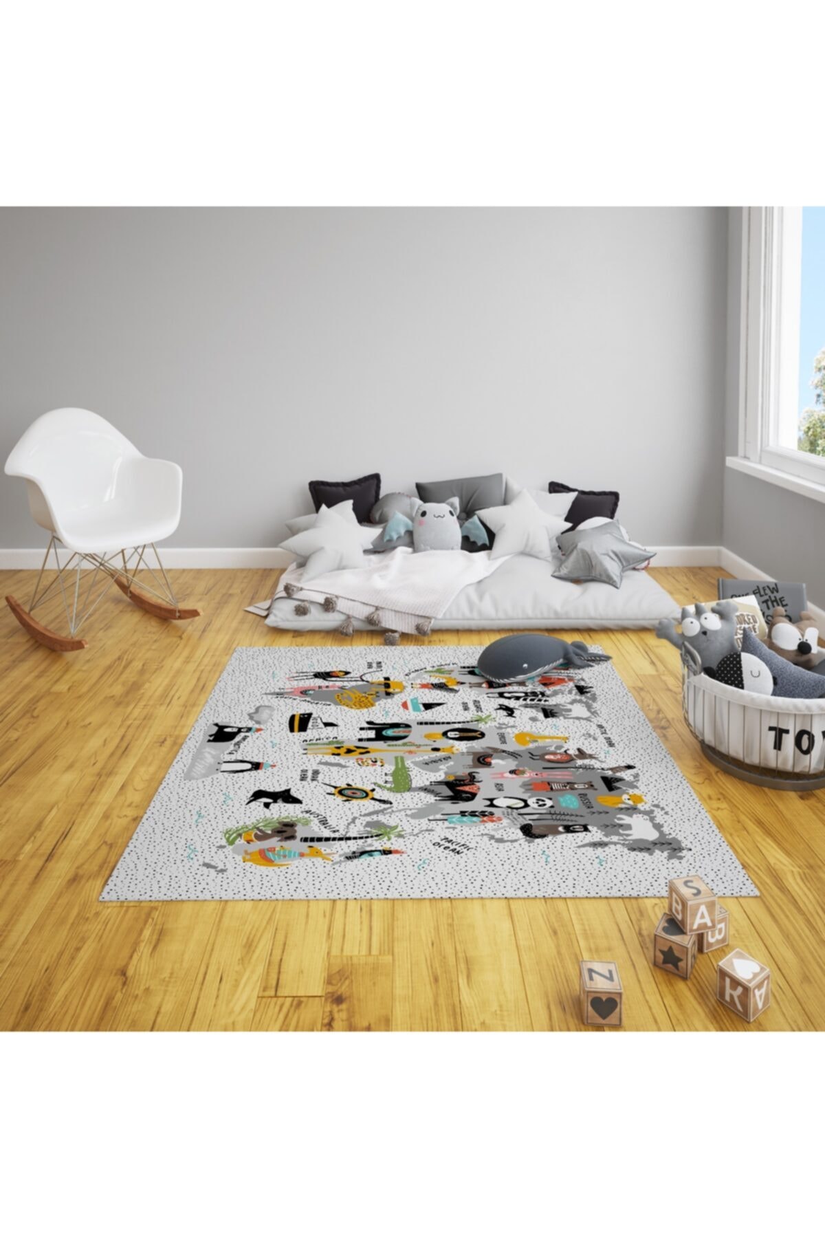 Betgohome Eğitici Eğlenceli Kıtalar Oyun/aktivite Halısı Kaymaz Taban 100x150