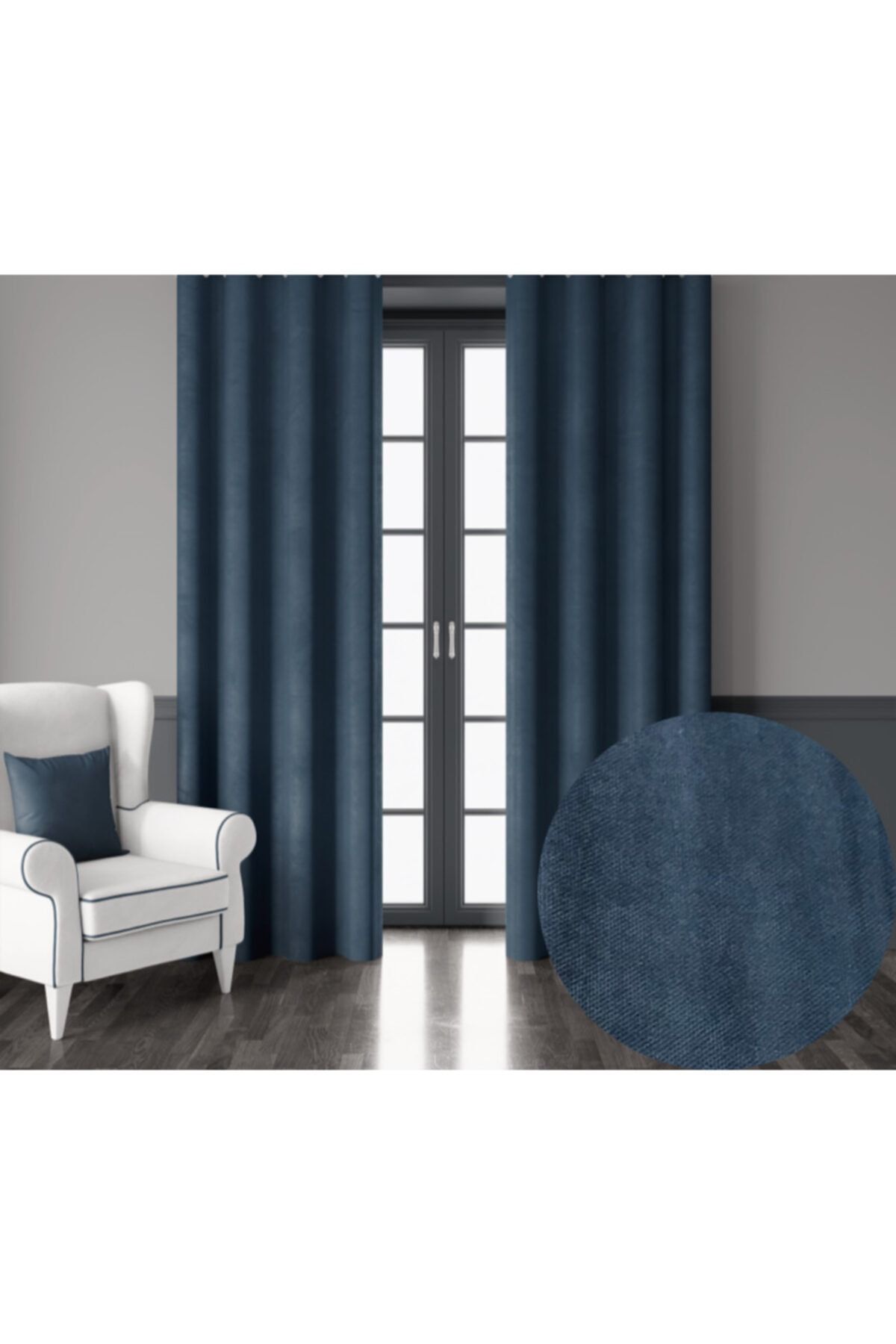 Demor Home Soft Güvercin Mavisi Ekstrafor Büzgülü Ada Fon Perde